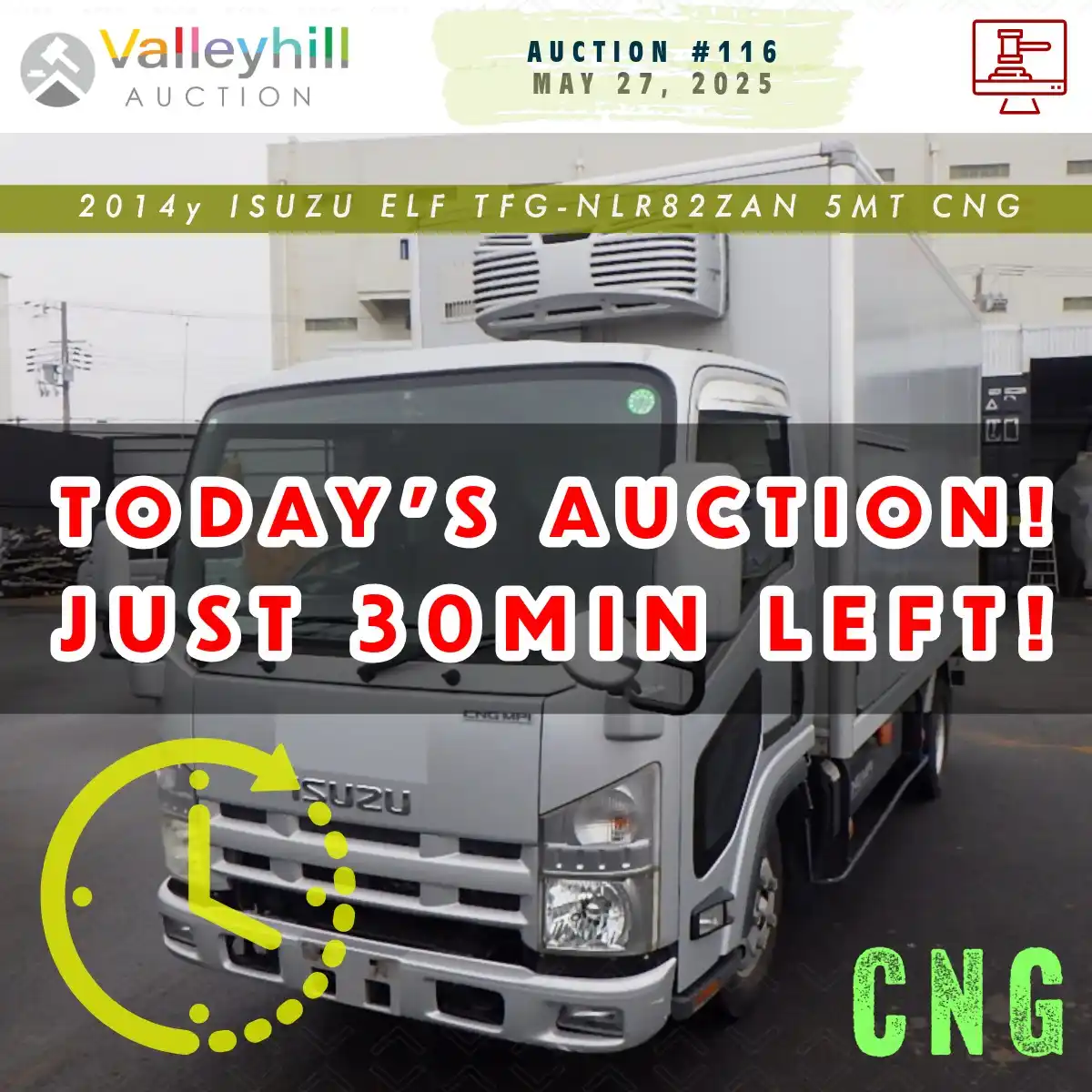 Image from 🌐 Valleyhill Auction 🚚: ⚡ TODAY'S AUCTION❗️ 🚚 2014y ISUZU ELF 🔹 TFG-NLR82ZAN 5MT ⛽ CNG 📍 Lo...