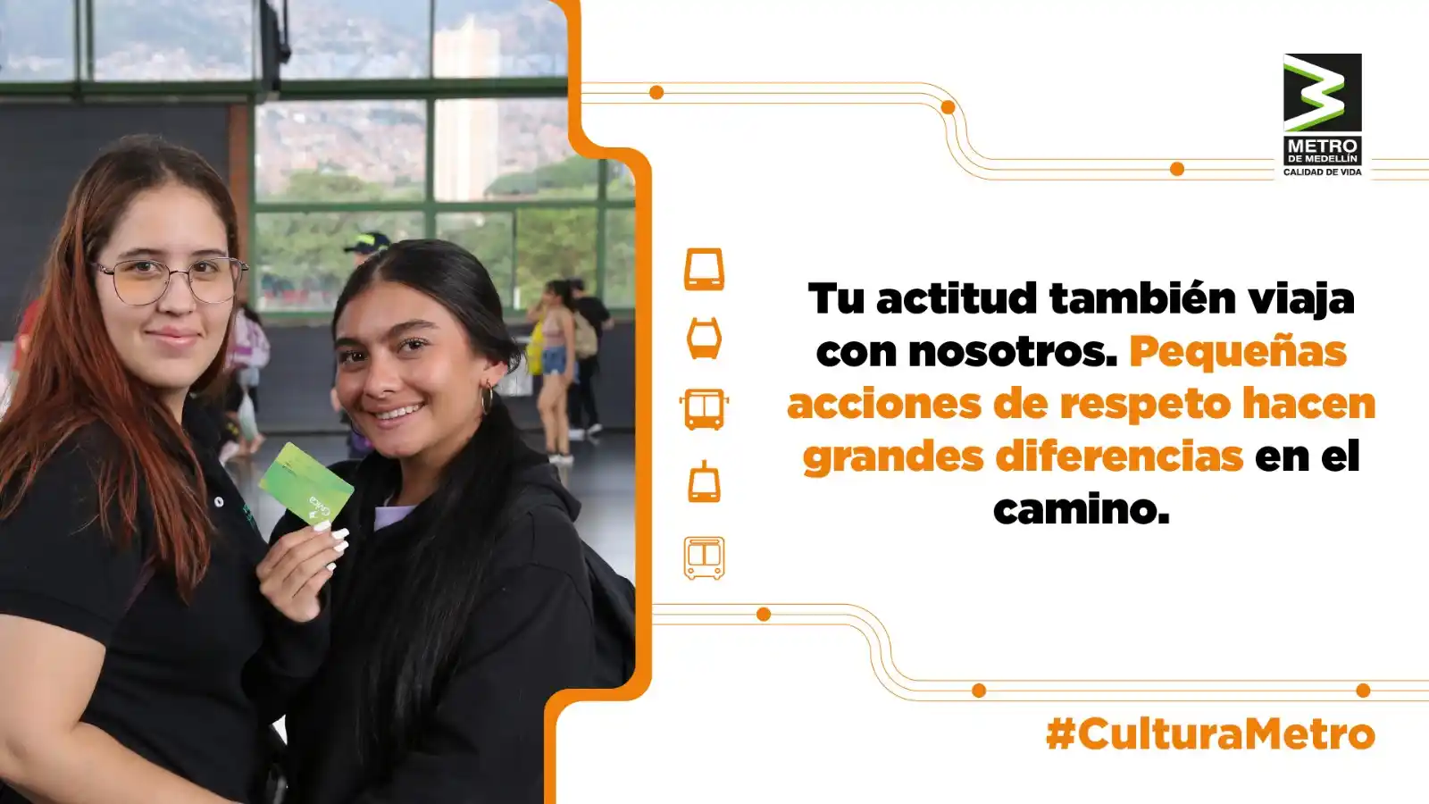 Image from Metro de Medellín: Tu actitud también viaja con nosotros. 🚈🚡🚌🚊 *<a class="text-blue-...
