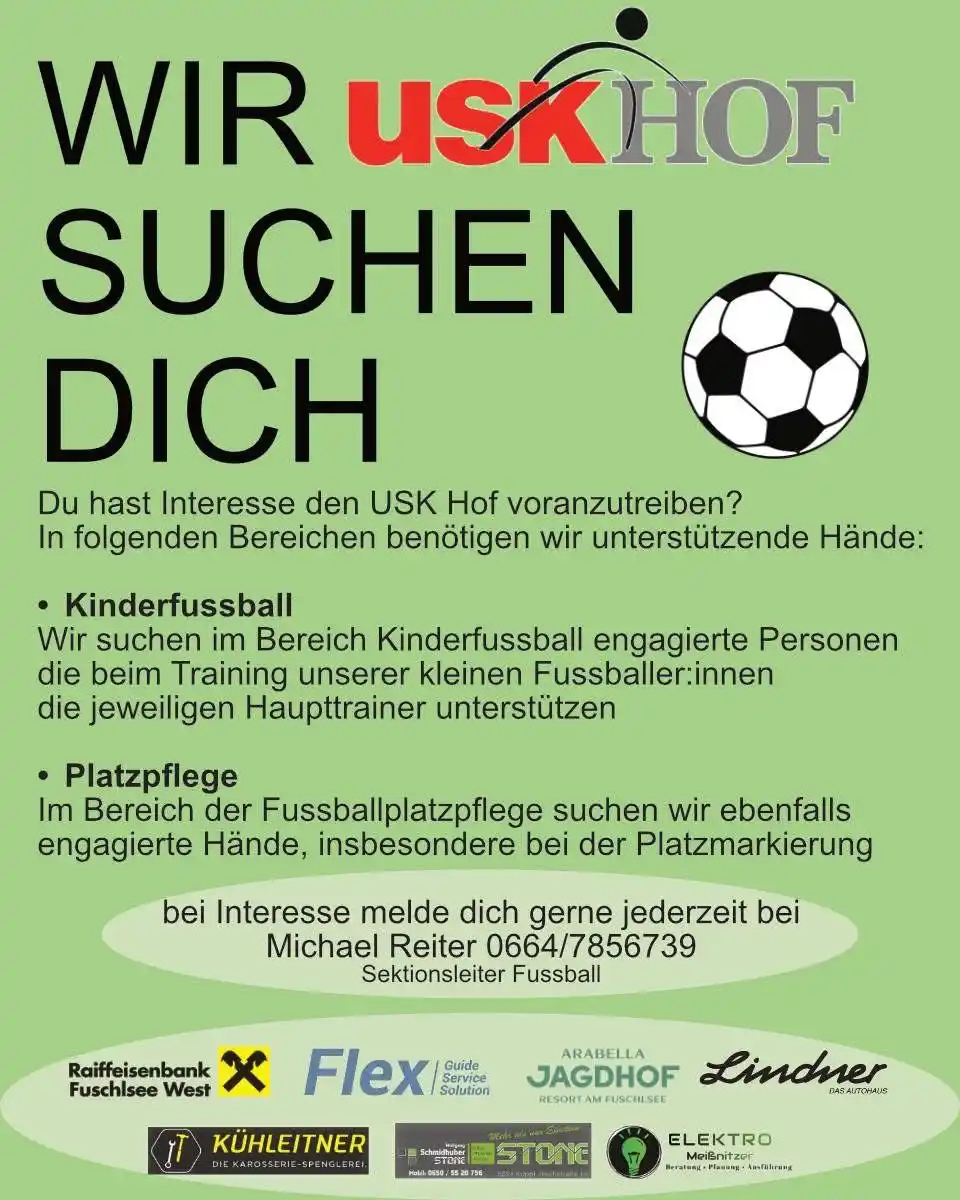 Image from USK Hof: ⚽ WIR SUCHEN DICH! ⚽ Du hast Interesse den USK Hof voranzutreiben? In ...