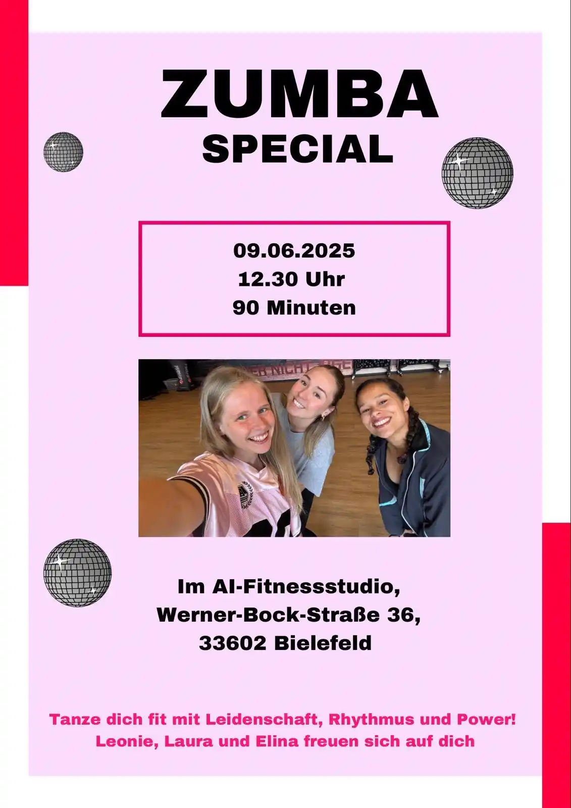 Image from Ai Fitness Bielefeld Schildesche: 💐 Zumba Special 💐 Kleiner Reminder, heute um 12:30 Uhr findet in de...