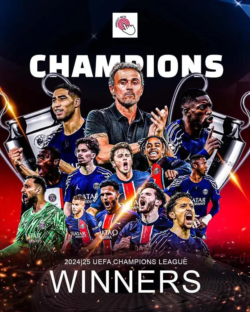 Image from PREDICTBETA: 5 ⭐️ Performance🔥🔥 Champions of Europe!!!! Congratulations to PSG🔥...