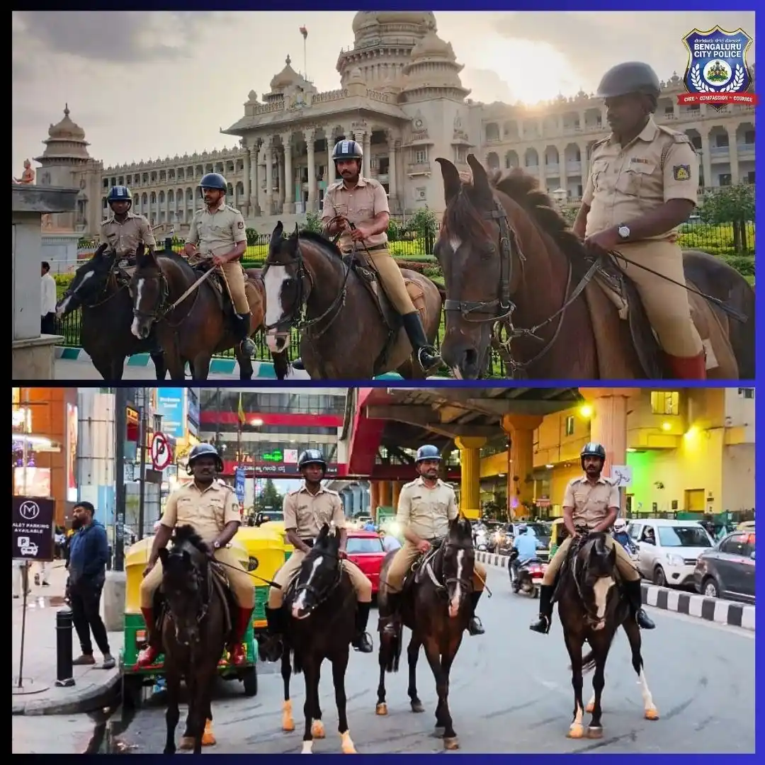 Image from Bengaluru City Police: ಅಶ್ವದಳದ ಗಸ್ತು! ಬೆಂಗಳೂರು ನಗರ ಪೊಲೀಸ್ ನ ಅಶ್ವದಳವು ಕಳೆದ ಶುಕ್ರವಾರ ಹಾಗೂ ಶನಿವ...