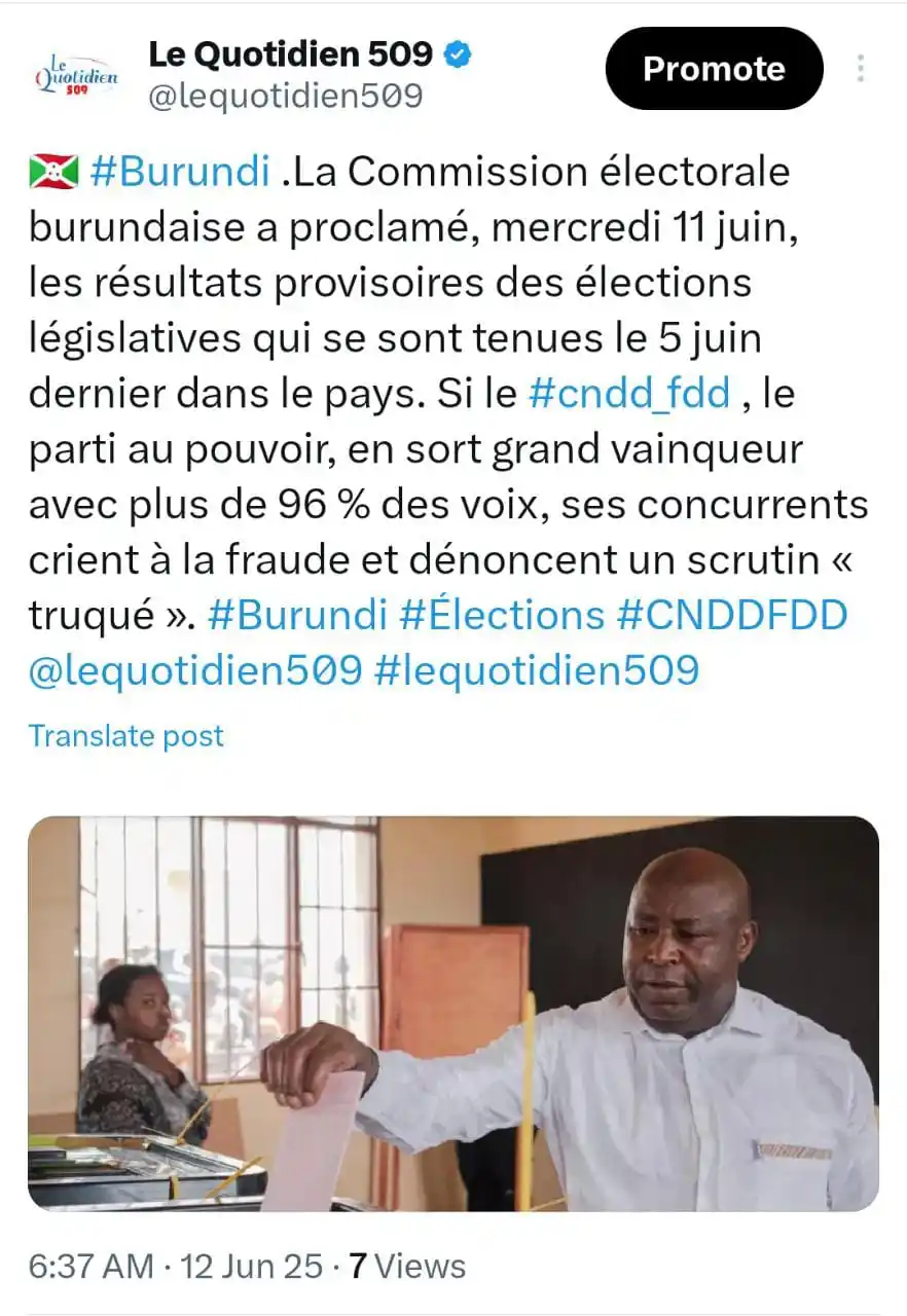 Image from Le Quotidien 509: 🇧🇮 _Résultats provisoires des élections législatives au Burundi_...