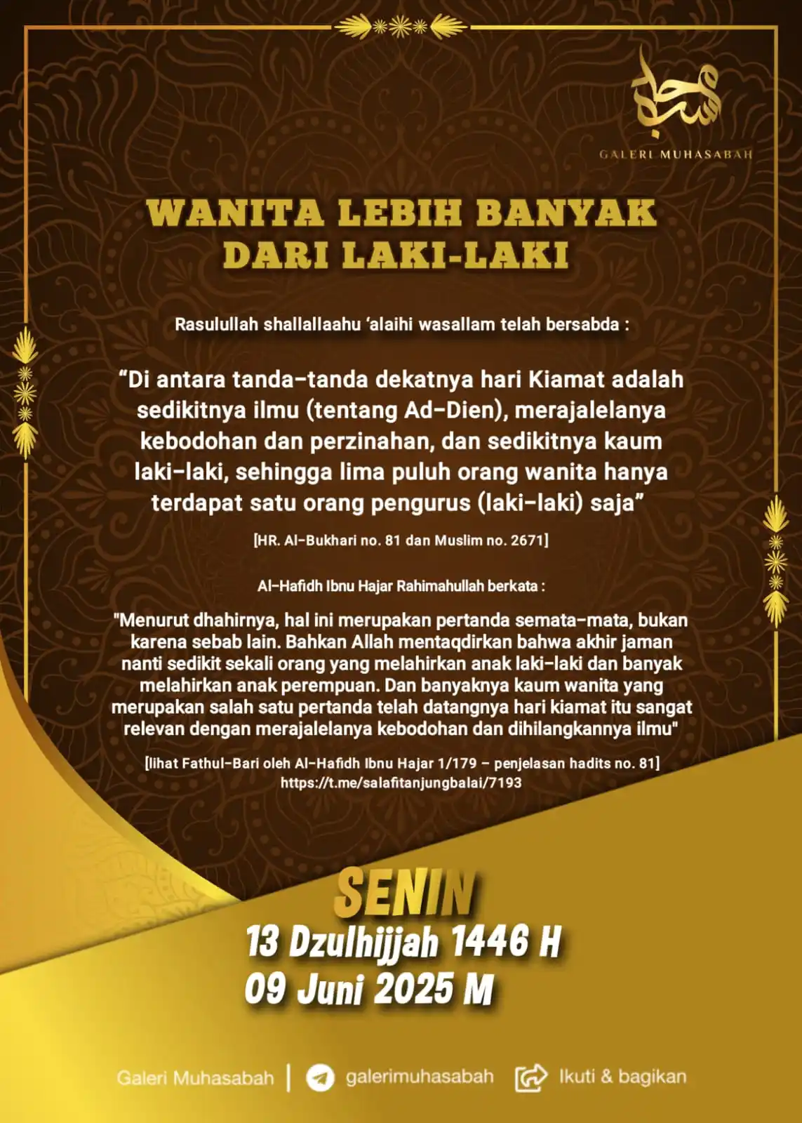 Image from Galeri Muhasabah: ﷽ PENGINGAT KALENDER HIJRIYYAH SENIN, 13 DZULHIJJAH 1446 H WANITA L...