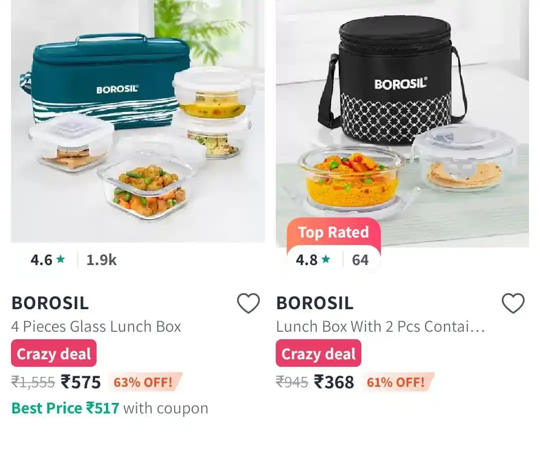 Image from ProLooterz Shopping Deals: Borosil Lunch box at min 50% + Additional Coupon - HOMEBYMORE Limited...