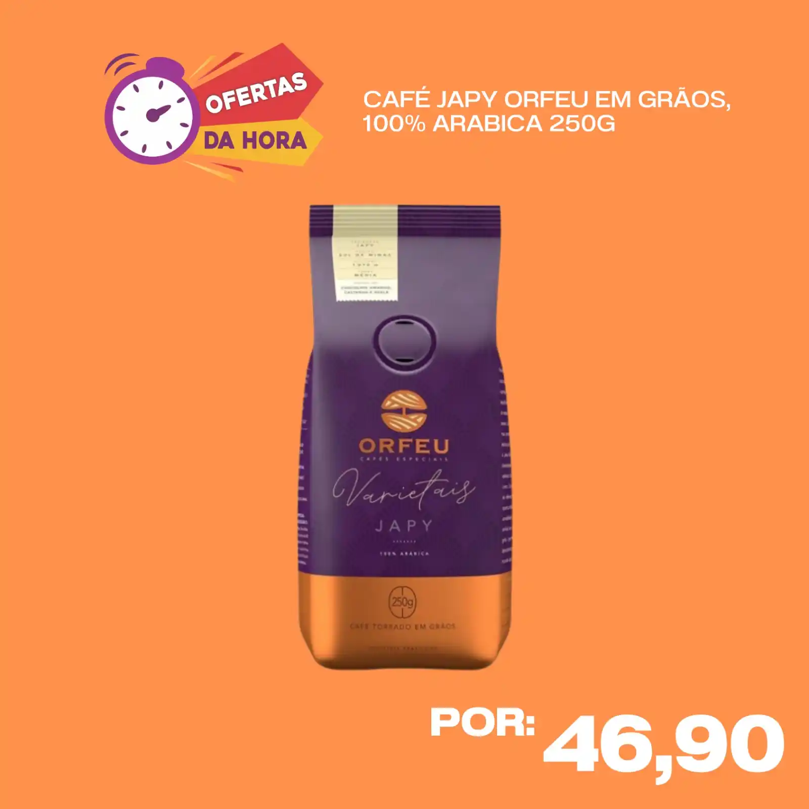 Image from OFERTAS DA HORA: ☕ Café Japy Orfeu em Grãos, 100% Arabica 250g 🔥 POR: 46,90 🛒 https...