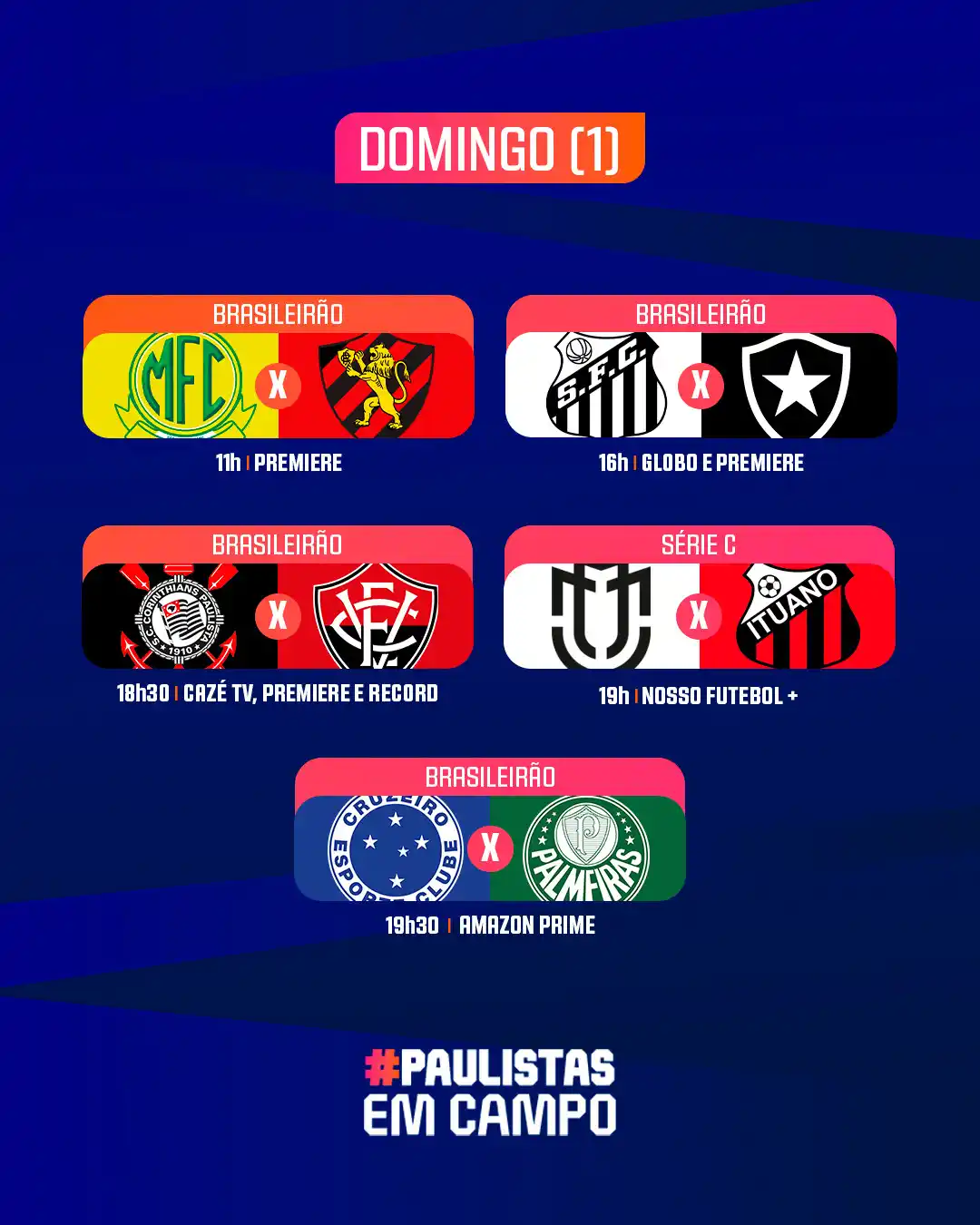 Image from Paulistão Sicredi: DOMINGO RECHEADO! 🤝👀 Mais uma dia de <a class="text-blue-500 hover:u...