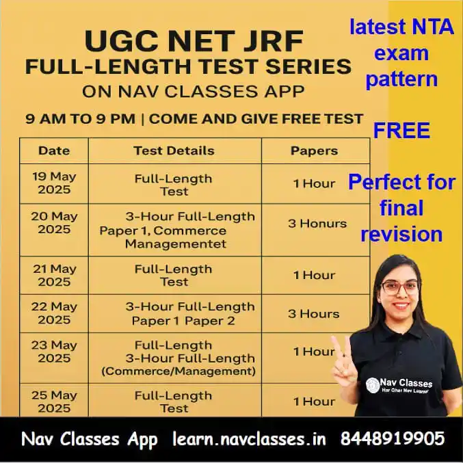 Image from Nav Classes: 📢 Get Ready for the Final Revision! 🎯 UGC NET JRF Full-Length Test ...