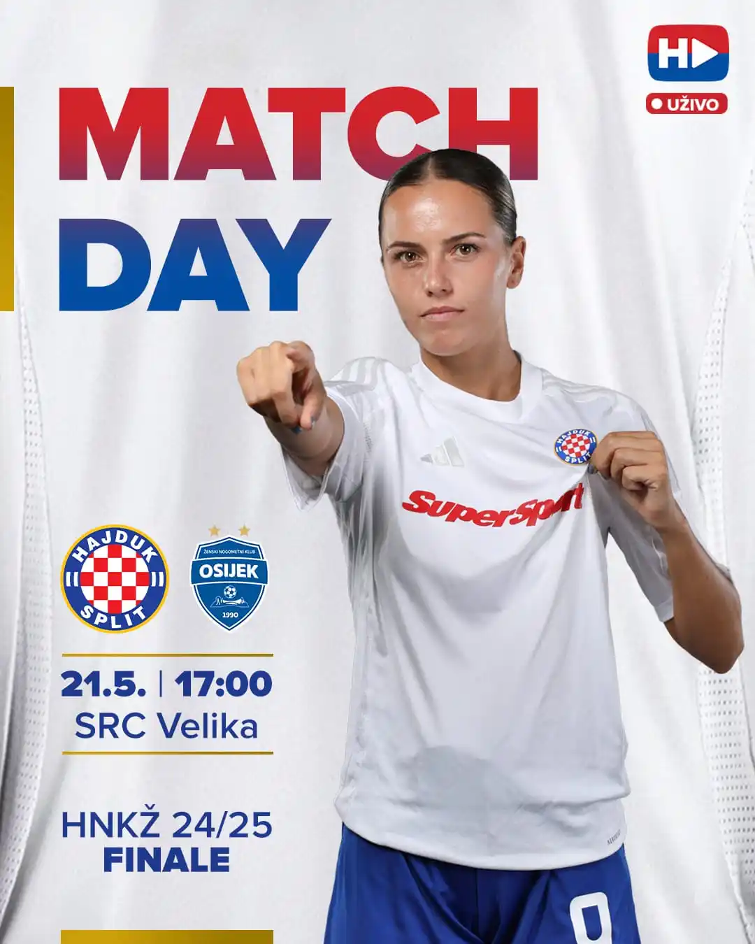 Image from HNK Hajduk Split: Hajdučice danas igraju za prvi povijesni trofej. *Ajmo Bijele!* ❤️💙 ...