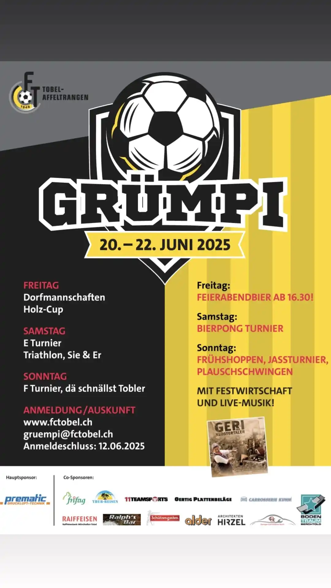 Image from FC Tobel-Affeltrangen 1946: https://www.fctobel.ch/gruempi-2025/ Melde jetzt dein Team an! Ob Fu...