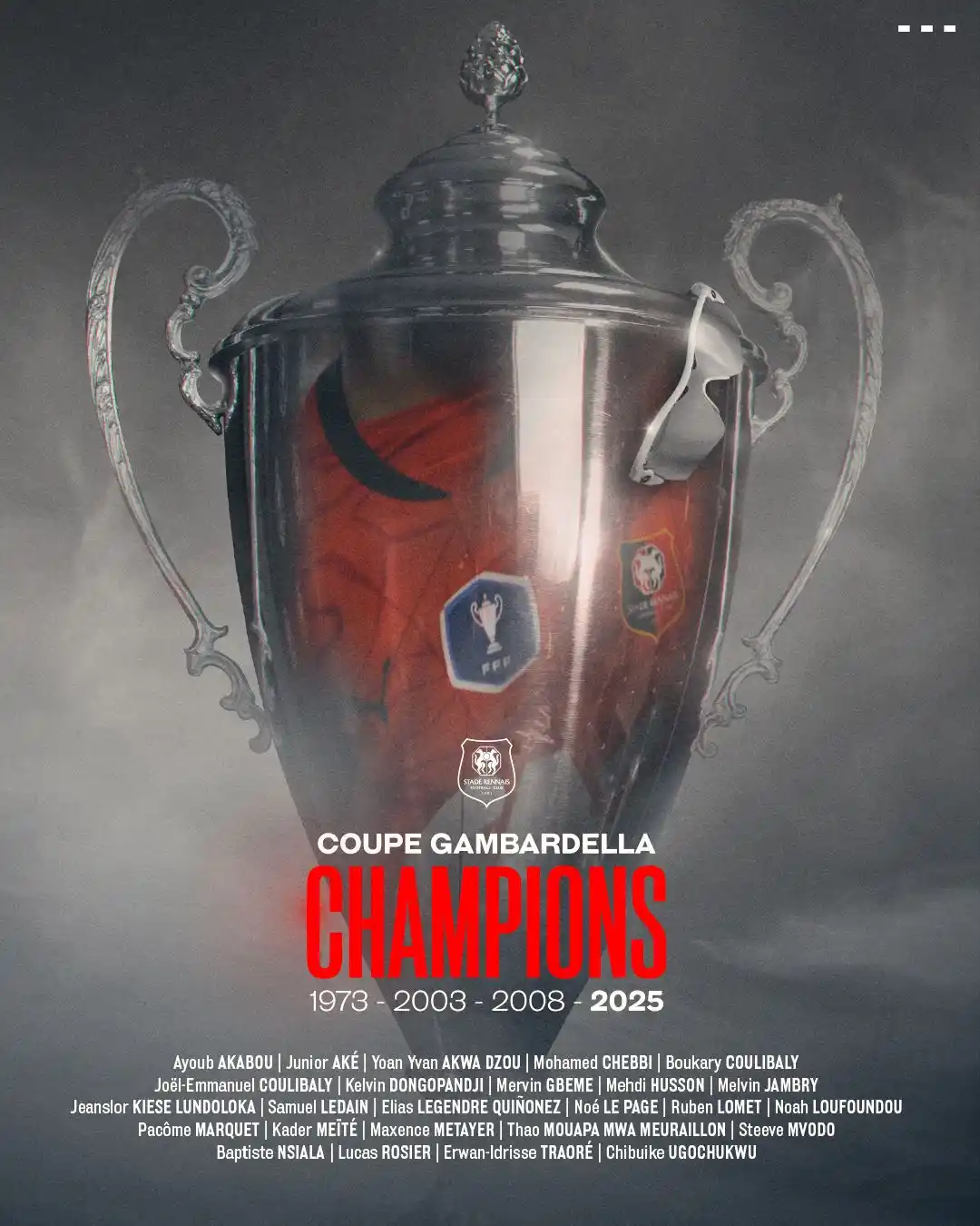 Image from Stade Rennais Football Club: ๐๐๐ฆ ๐'๐ข๐ก๐ง ๐๐๐๐ง ๐ Les Rouge et Noir dรฉcrochent la ๐ช๐๐๐...