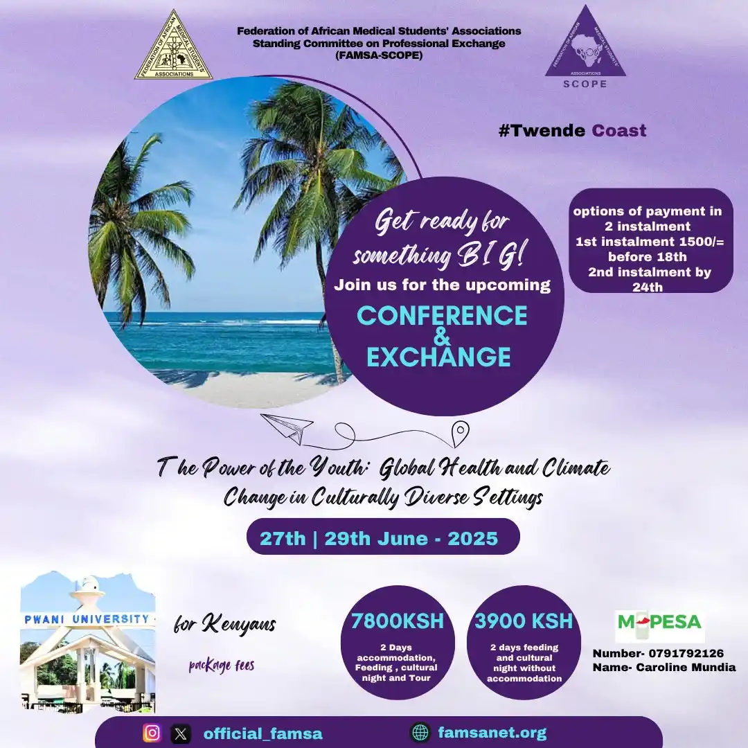 Image from Federation of African Medical Students' Associations (FAMSA): 🇰🇪 *CALLING ALL KENYAN MEDICAL STUDENTS!* This is *YOUR* moment. Th...