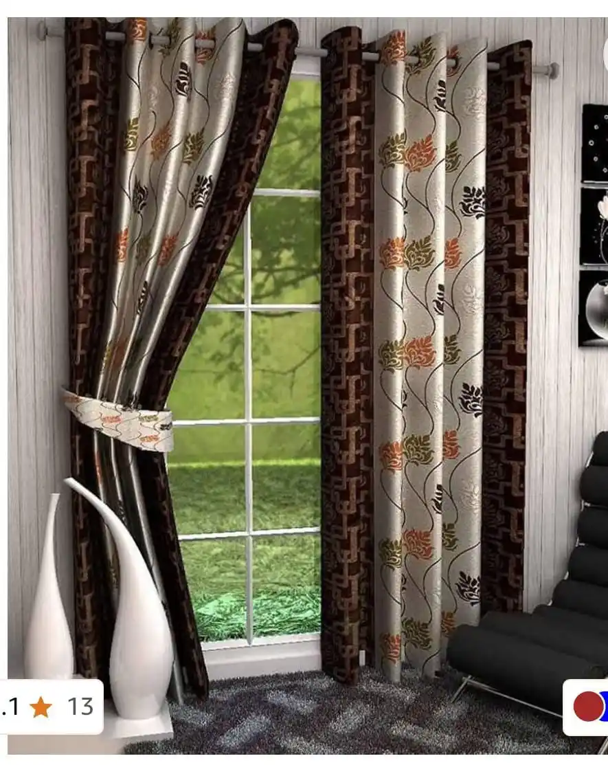 Image from ProLooterz Shopping Deals: Kiara Creations 1 Piece Polyester Leaf Printed Curtains for Window 6 F...