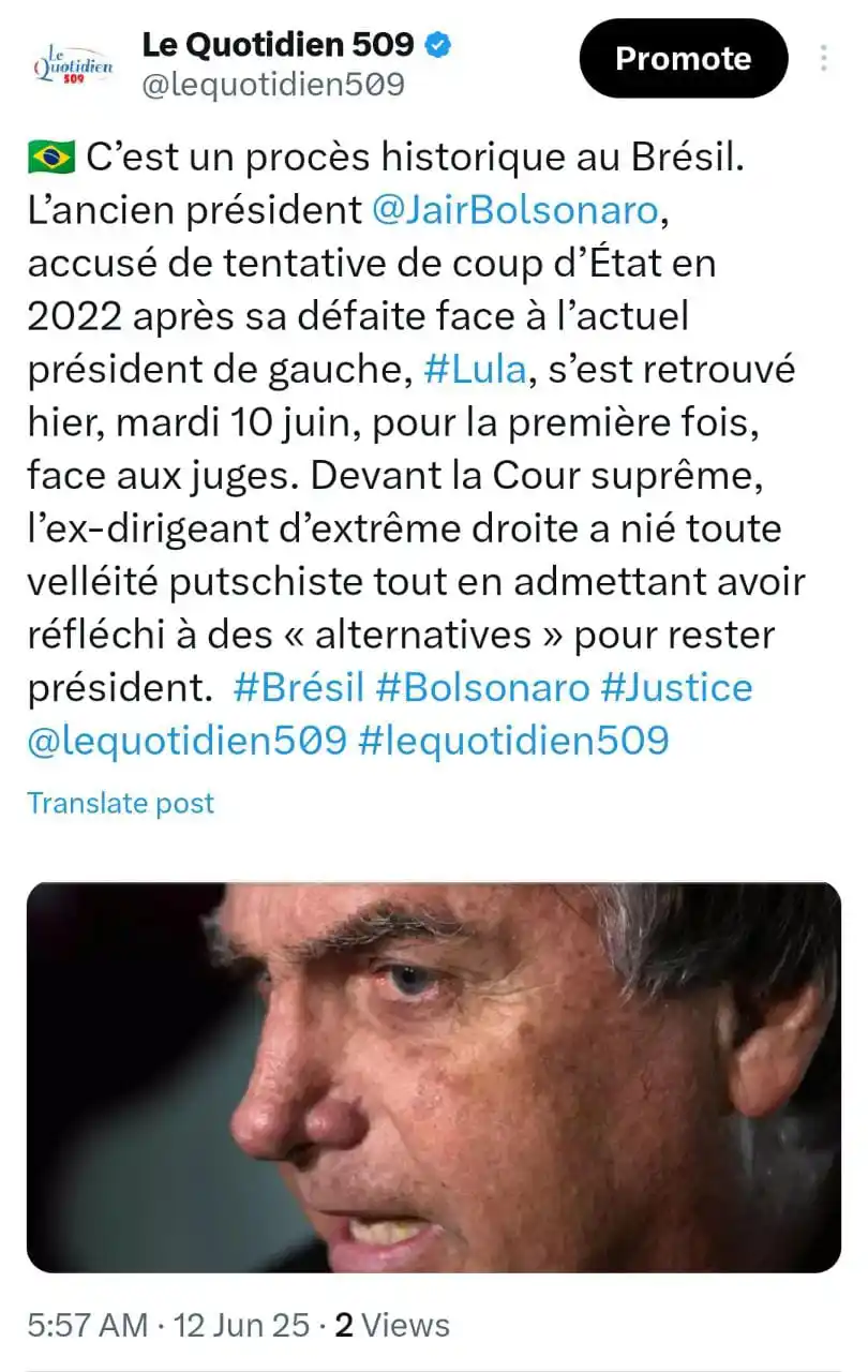 Image from Le Quotidien 509: _Le procès de l'ancien président Jair Bolsonaro a eu lieu ce mardi 10 ...