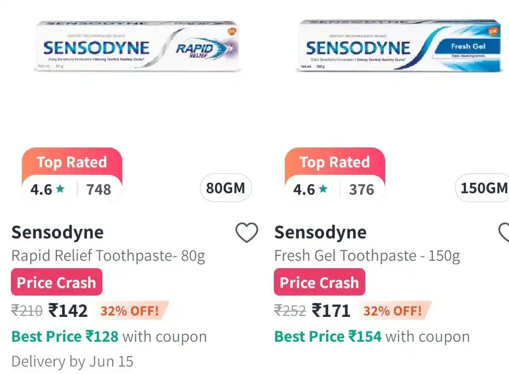 Image from ProLooterz Shopping Deals: Myntra | Closing hours of EORS, Crazy Deal live now Sensodyne Toothpa...