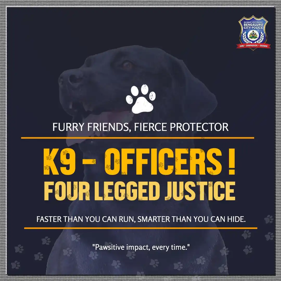 Image from Bengaluru City Police: ನಾನಿರಲು ಯಾರನ್ನೂ ಅಪರಾಧ ಮಾಡಲು ಬಿಡೆನು ! ನನ್ನ ಮೂಗಿನ ಆಘ್ರಾಣಿಸುವಿಕೆಯ ಶಕ್ತಿಯಿ...