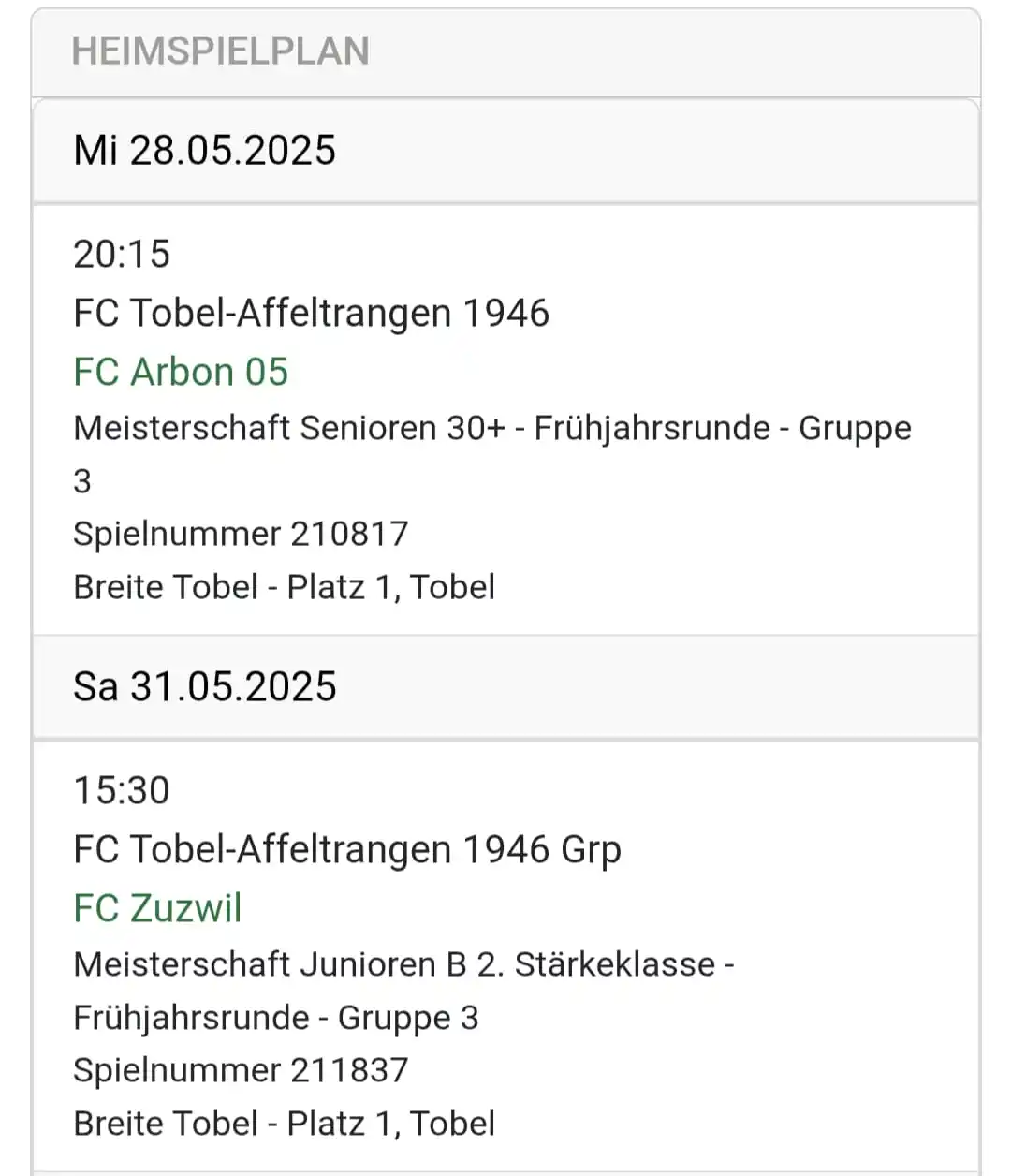 FC Tobel-Affeltrangen 1946 post
