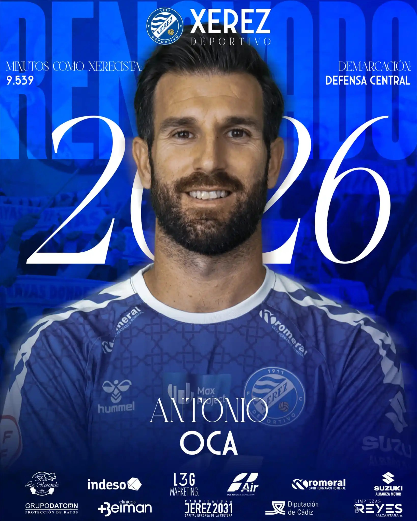 Image from Xerez Deportivo: OFICIAL 🔵 | *Antonio Oca* cumplirá su sexta temporada defendiendo los...