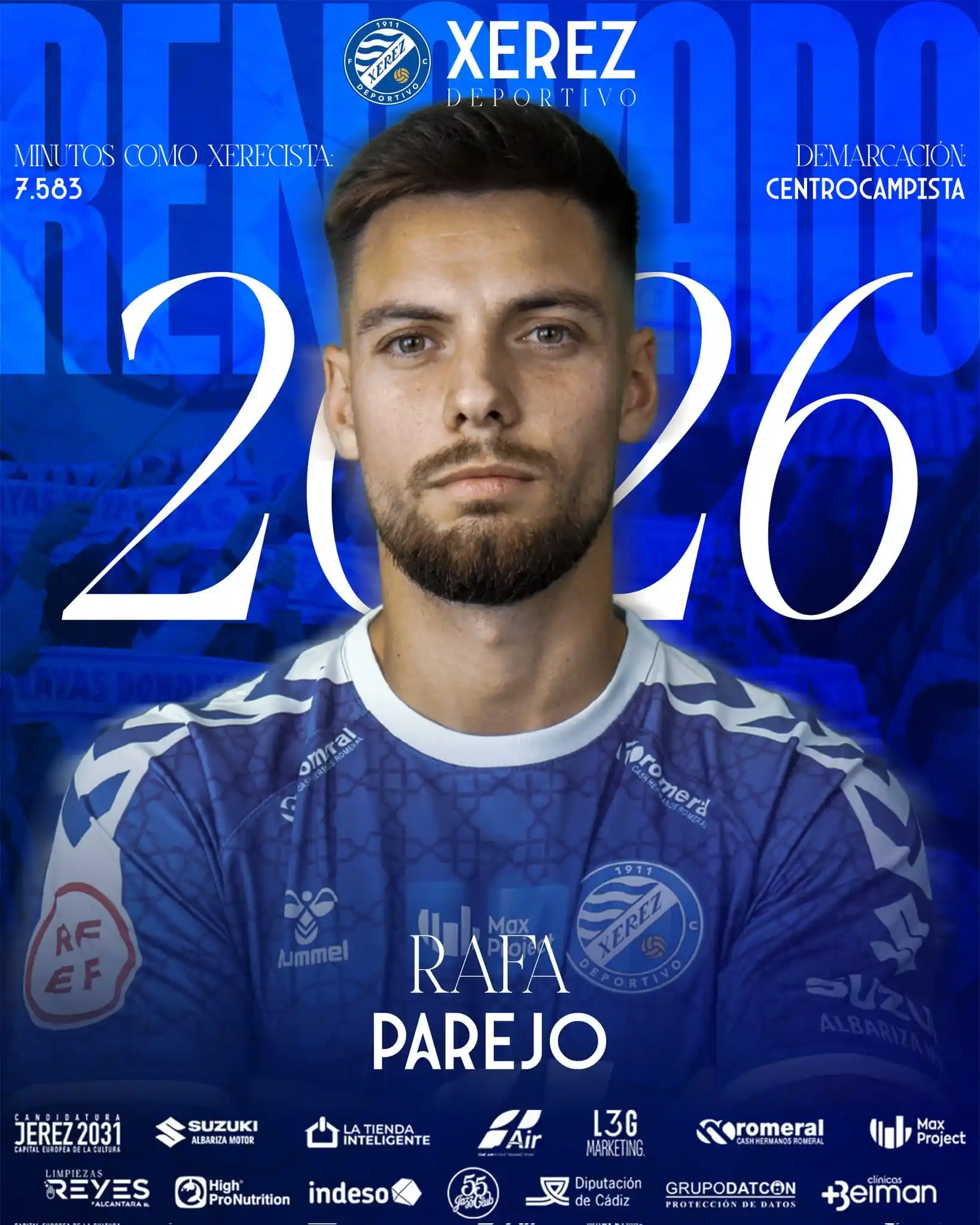 Image from Xerez Deportivo: OFICIAL 🔵 | 𝗥𝗮𝗳𝗮 𝗣𝗮𝗿𝗲𝗷𝗼 seguirá liderando el centro de oper...