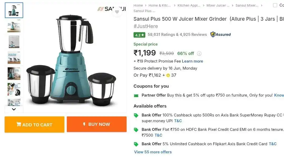 Image from ProLooterz Shopping Deals: ▪️Sansui Mixer Grinder 1199 🛒 Buy Now : https://fkrt.co/LwKXVJ ▪️Fl...