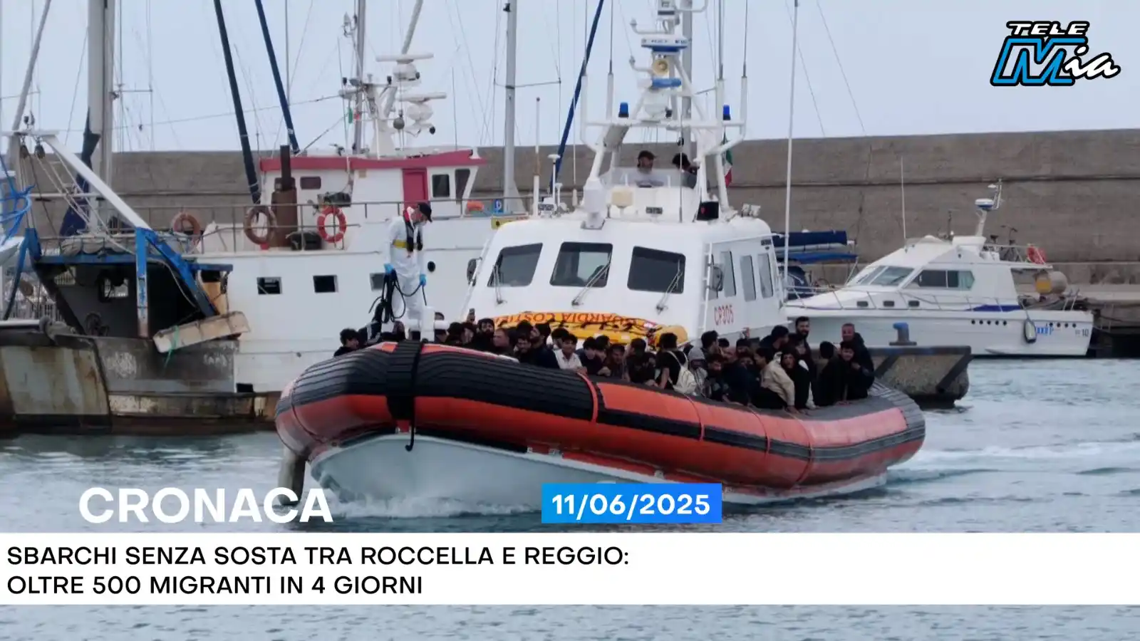 Image from Telemia: *Sbarchi senza sosta tra Roccella e Reggio: oltre 500 migranti in 4 gi...