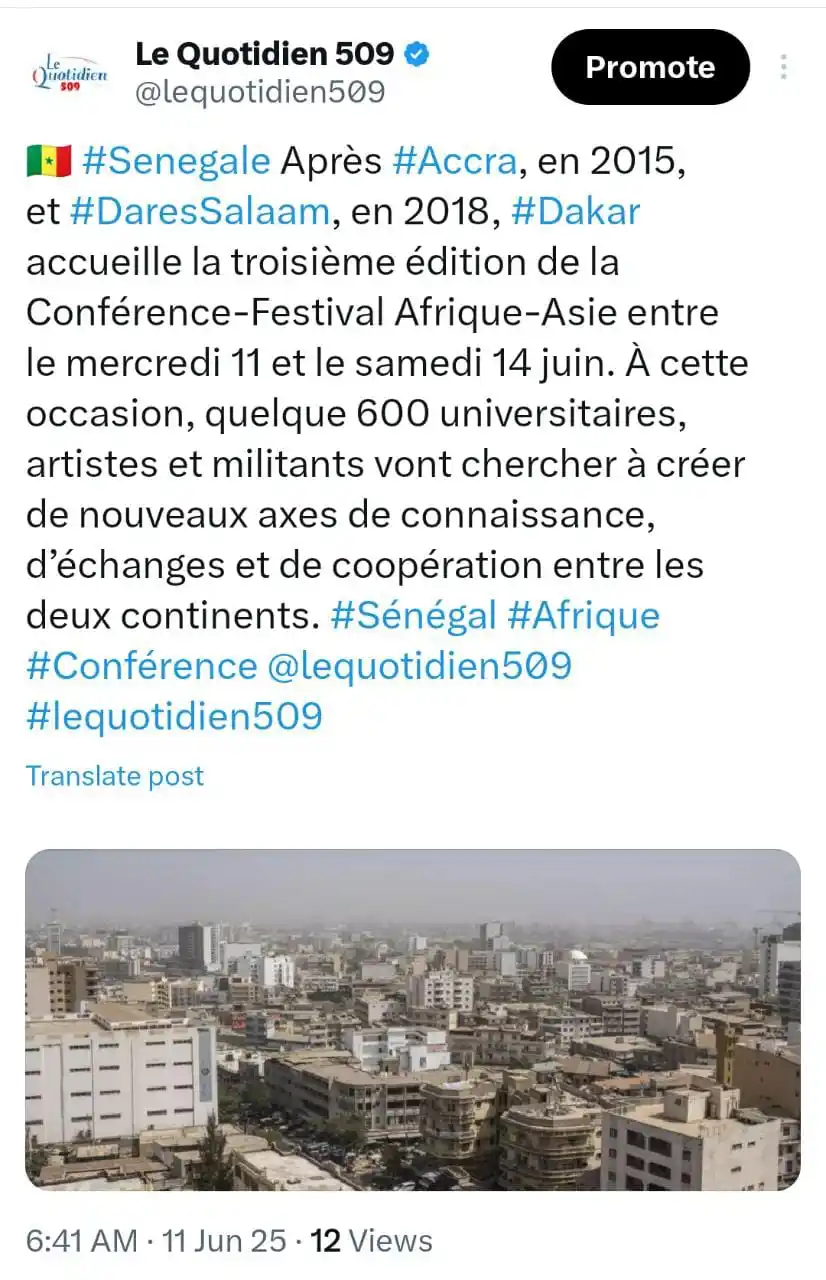 Image from Le Quotidien 509: 🇸🇳 _Troisième édition de la conférence-Festival Afrique-Asie au Sén...