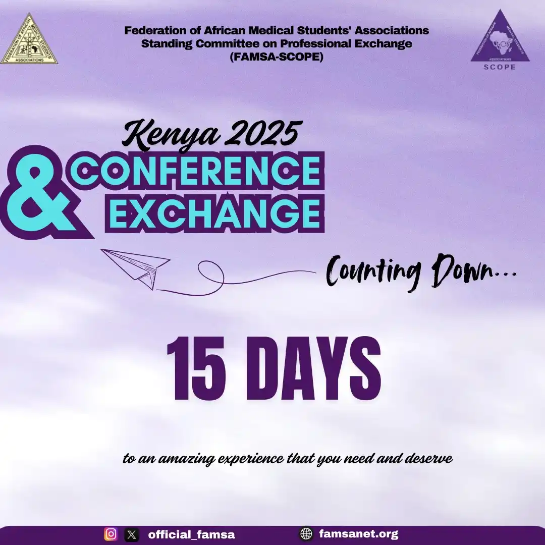 Image from Federation of African Medical Students' Associations (FAMSA): 🌍✈️ *The Countdown is ON!* Only 15 DAYS left until we touch down in K...