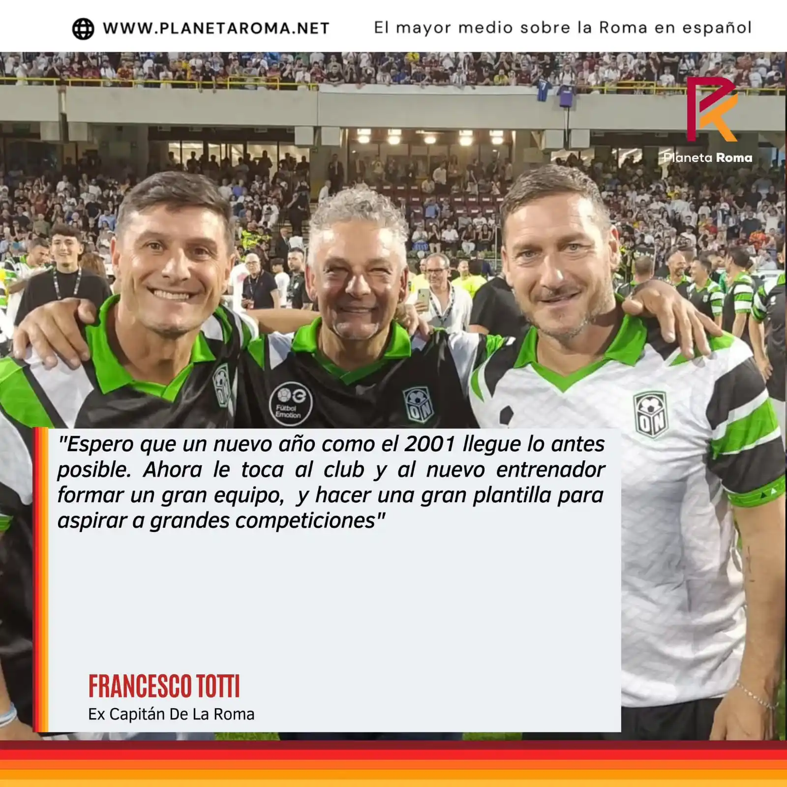 Image from Planeta Roma: 🎙️Totti vuelve hablar y lo hace con @DDDderbyit, en el marco del even...