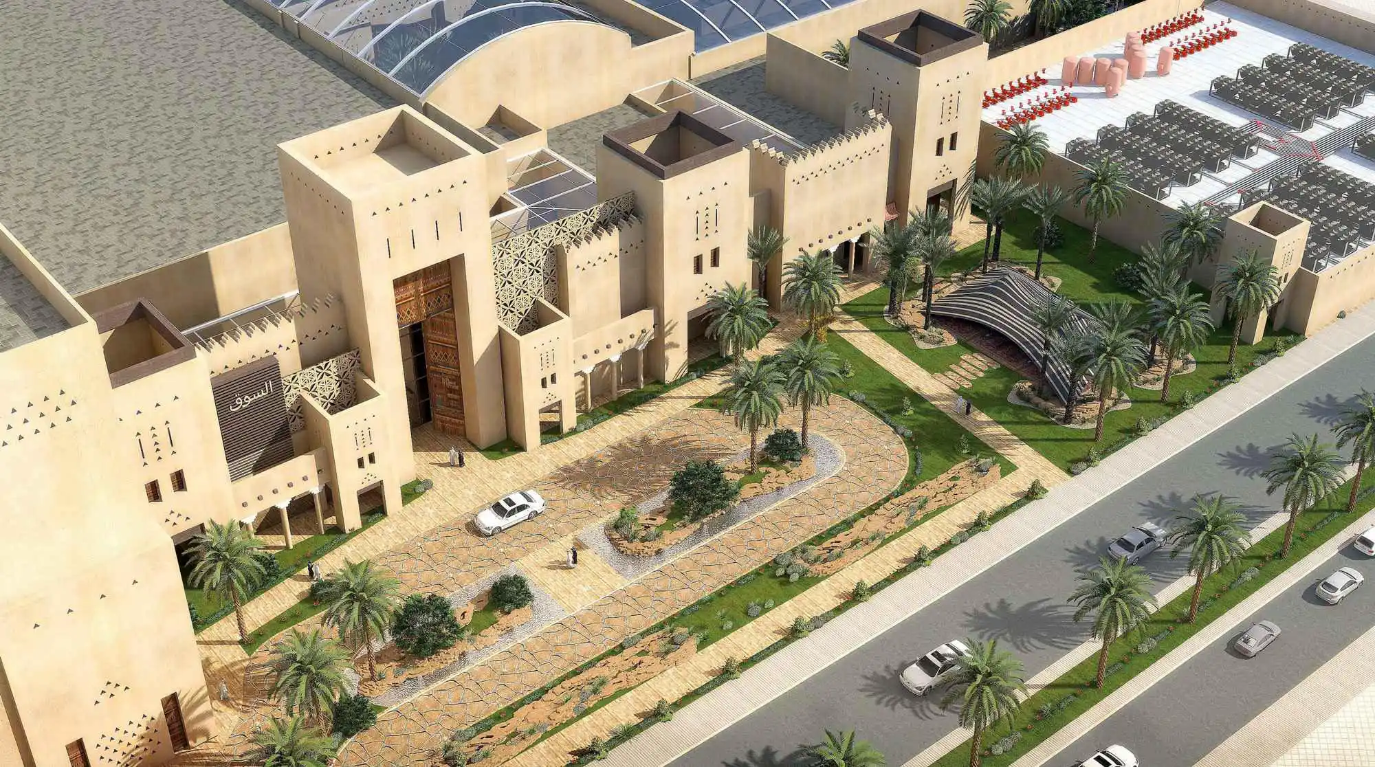 Image from Saudi Projects | مشاريع السعودية: تصاميم منطقة السوق، إحدى مناطق التسوق والترفيه في مشروع الأفنيوز الري...