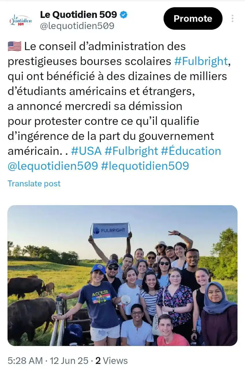 Image from Le Quotidien 509: 🇺🇸 _Le conseil d'administration des bourses Fulbright démissionne_...