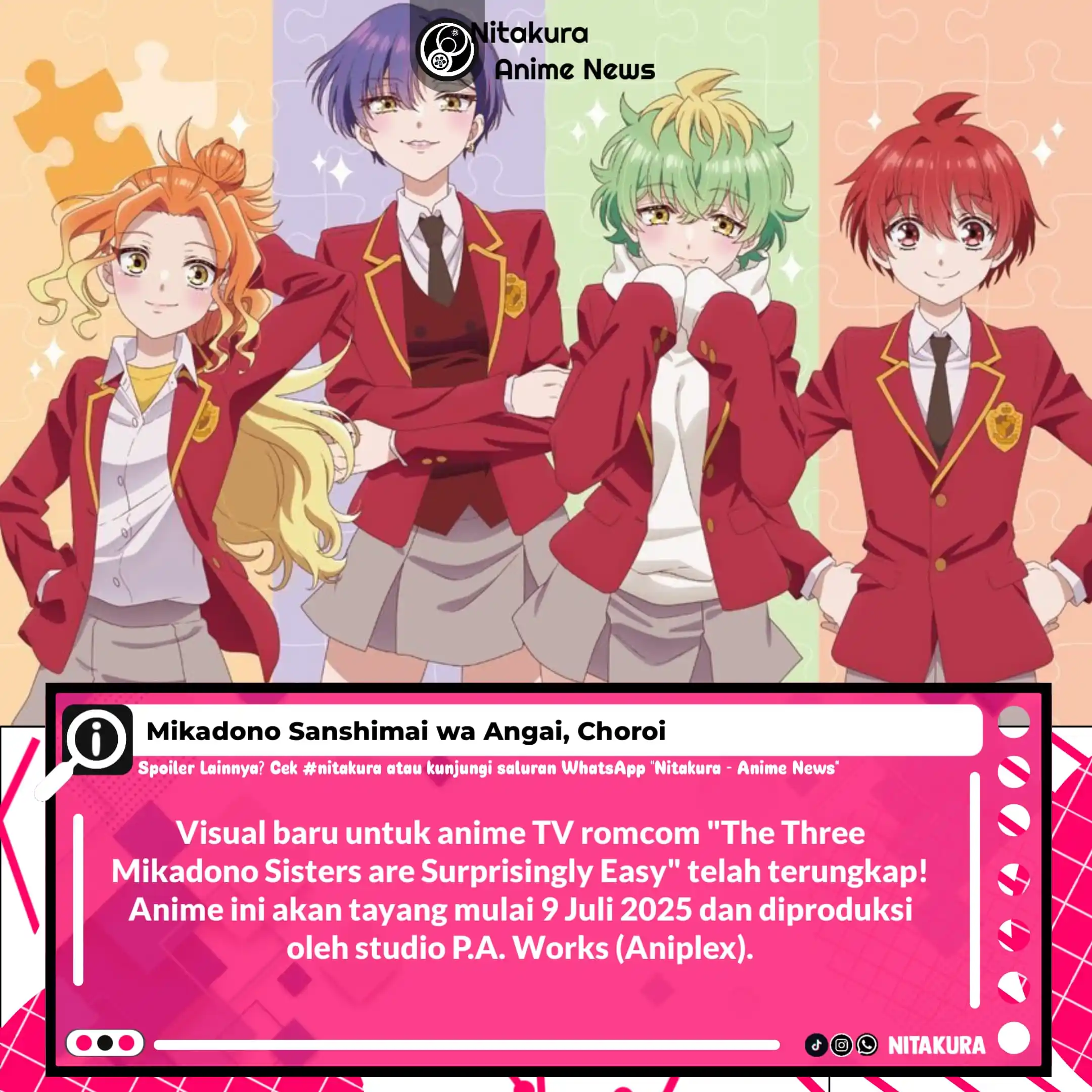 Image from KitsuMori - Anime News: Visual baru untuk anime TV romcom "The Three Mikadono Sisters are Surp...