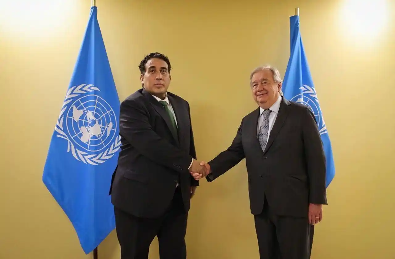 Image from التلفزيون العربي - ليبيا: عقد رئيس المجلس الرئاسي الليبي، محمد المنفي، اجتماعًا ثنائي مع الأمين ...