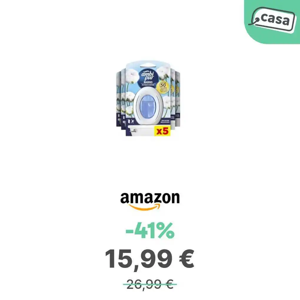 Image from offerte.club: *Ambi Pur Bagno, Profumatore Ambienti Nuvole di Cotone, 5 Pezzi* 👉 h...