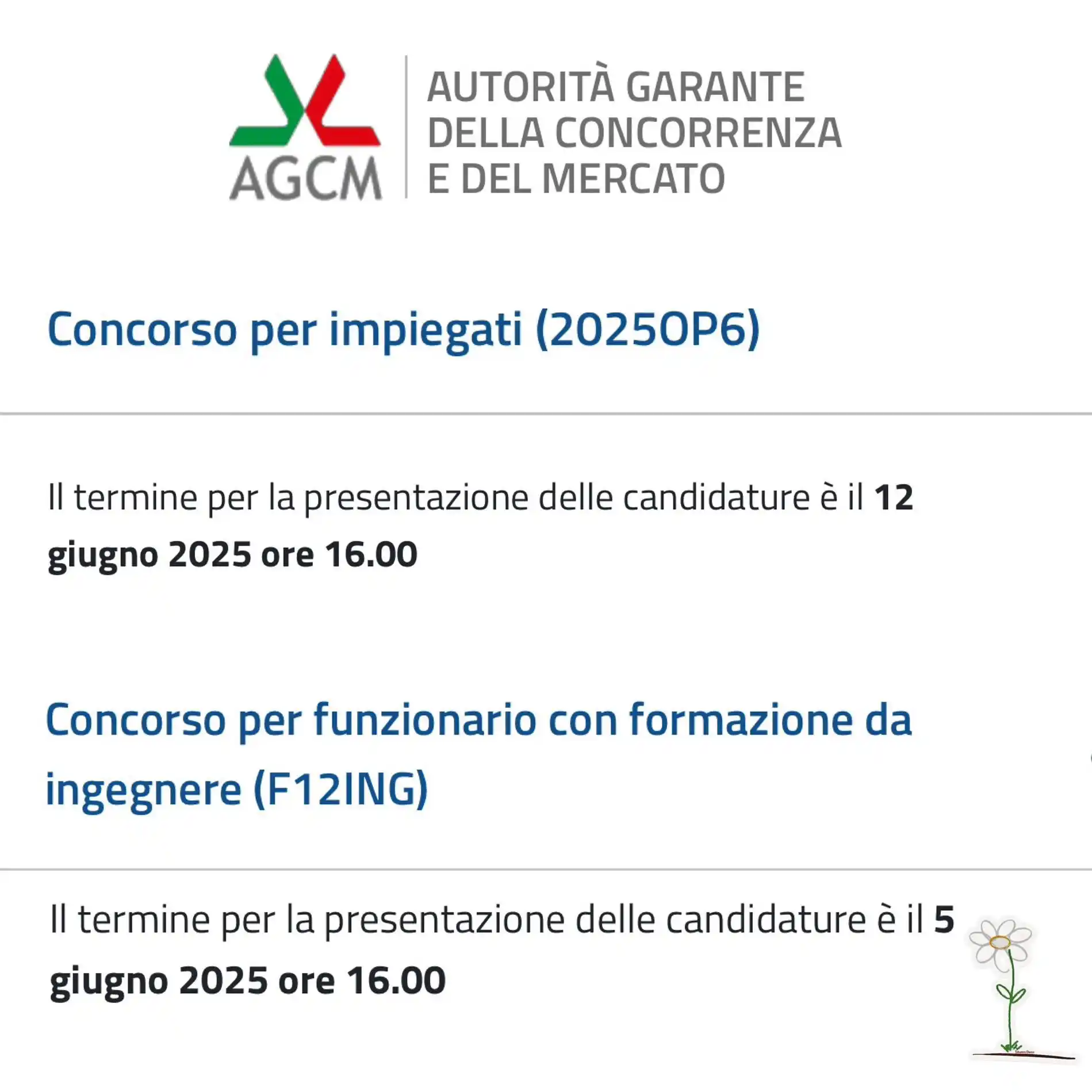 Image from La Voce del Cantoniere: AUTORITÀ GARANTE  DELLA CONCORRENZA E DEL MERCATO  Posizioni aperte   ...