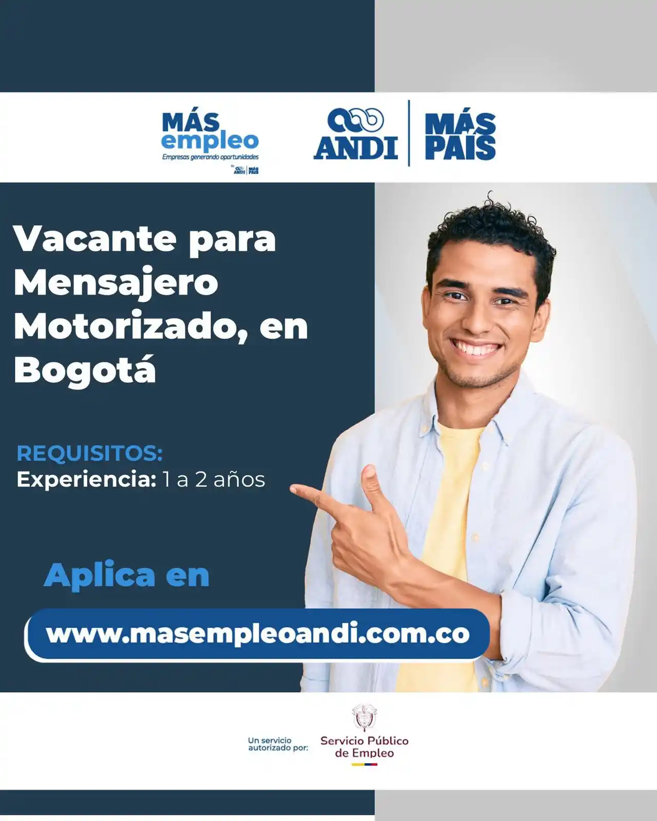 Image from Vacantes Más Empleo ANDI 🔵: 📢 *¡Buscamos 40 Mensajeros Motorizados en Bogotá! 🛵* 📍 Bogotá y Soa...