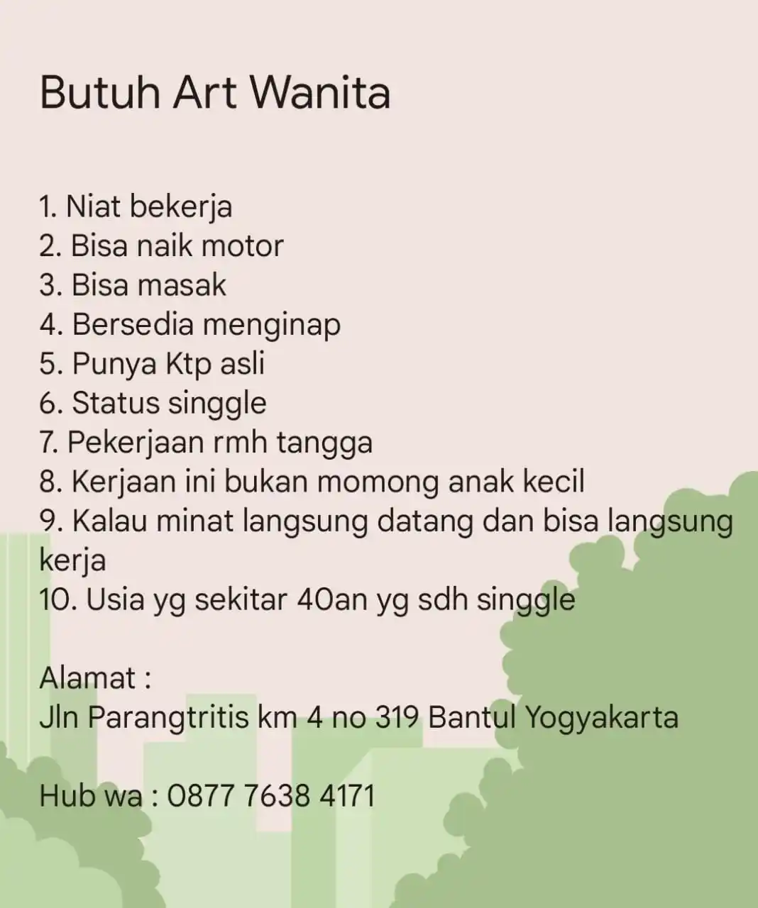 Image from Info Loker Jogja Yogyakarta (Official): Butuh Art W4nita : Info lengkap silahkan baca di posternya Alamat : ...