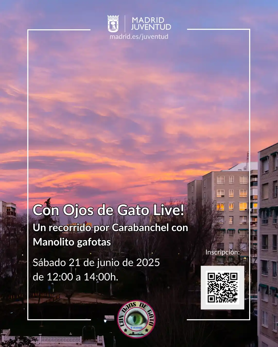 Image from Información Juvenil de Madrid: 👀 *Con Ojos de Gato. Live! Un recorrido por Carabanchel con Manolito ...