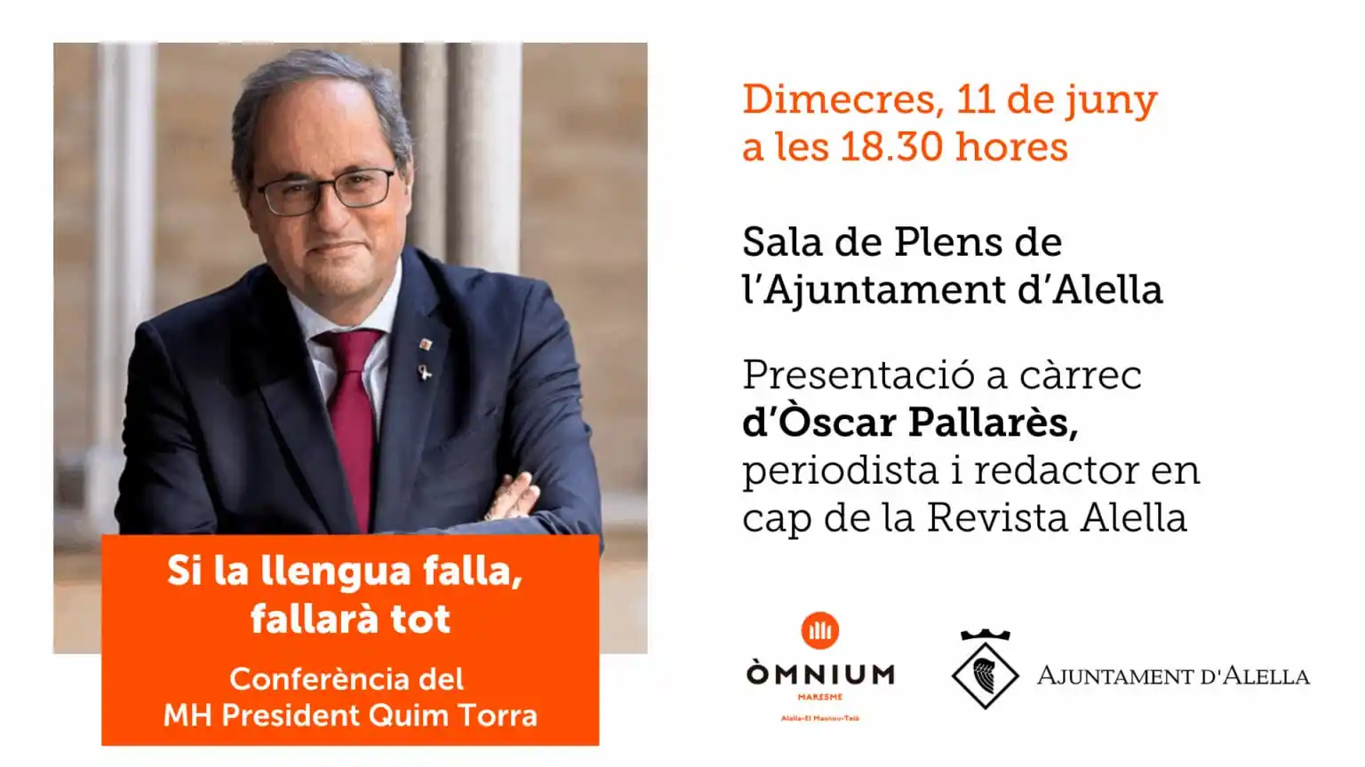 Image from Òmnium Maresme: *Conferència a Alella* Si la Llengua falla, fallarà tot A càrrec del ...