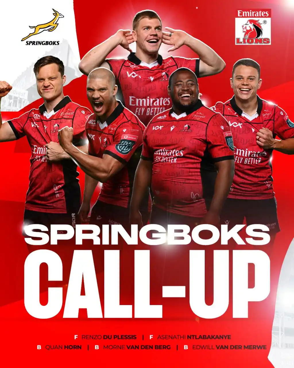 Image from Lions Rugby : Congratulations to our Lions players selected for the Springbok squad ...