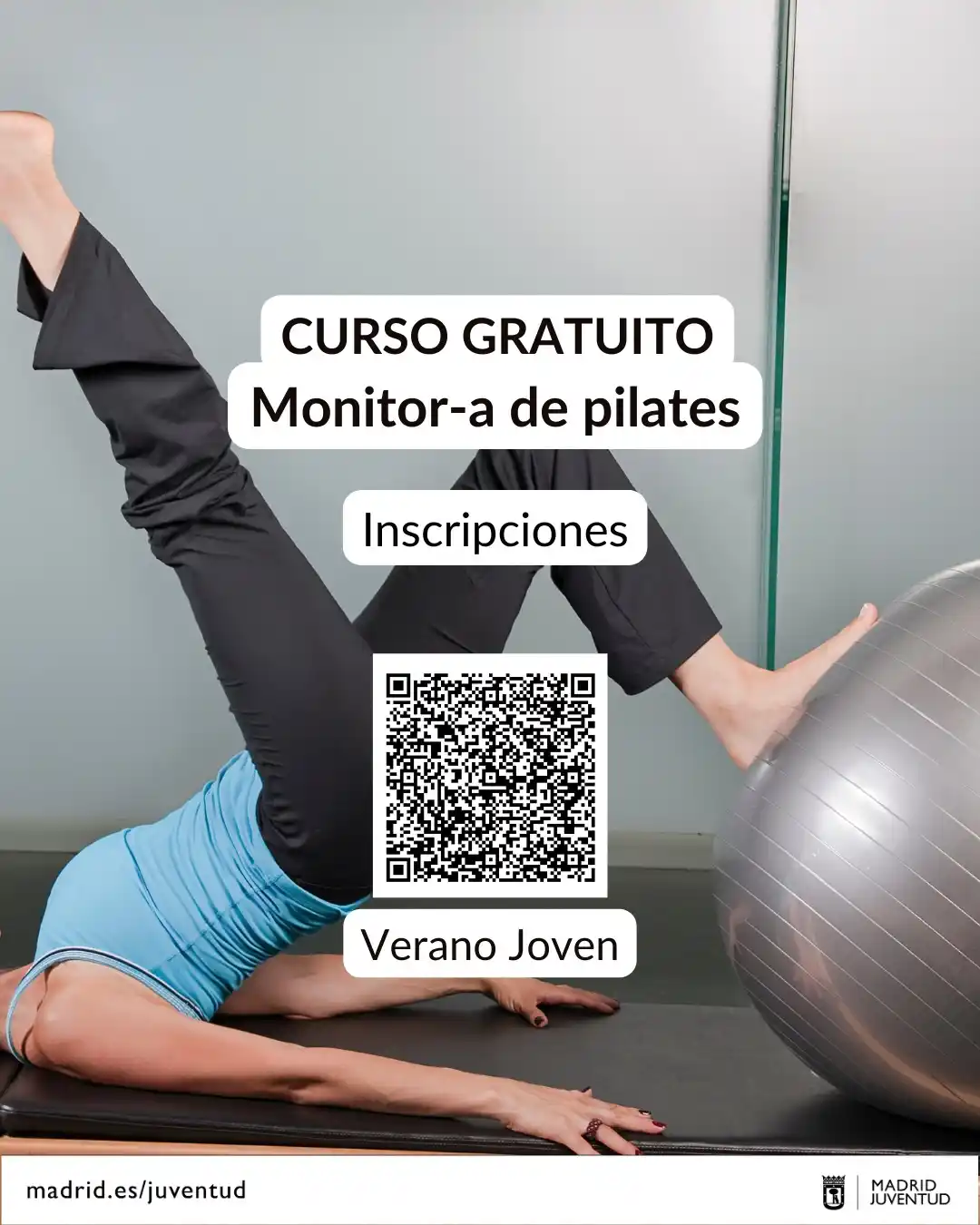 Image from Información Juvenil de Madrid: 🤸🏽 *Curso gratuito de MONITOR/A DE PILATES DE SUELO la campaña de <a...