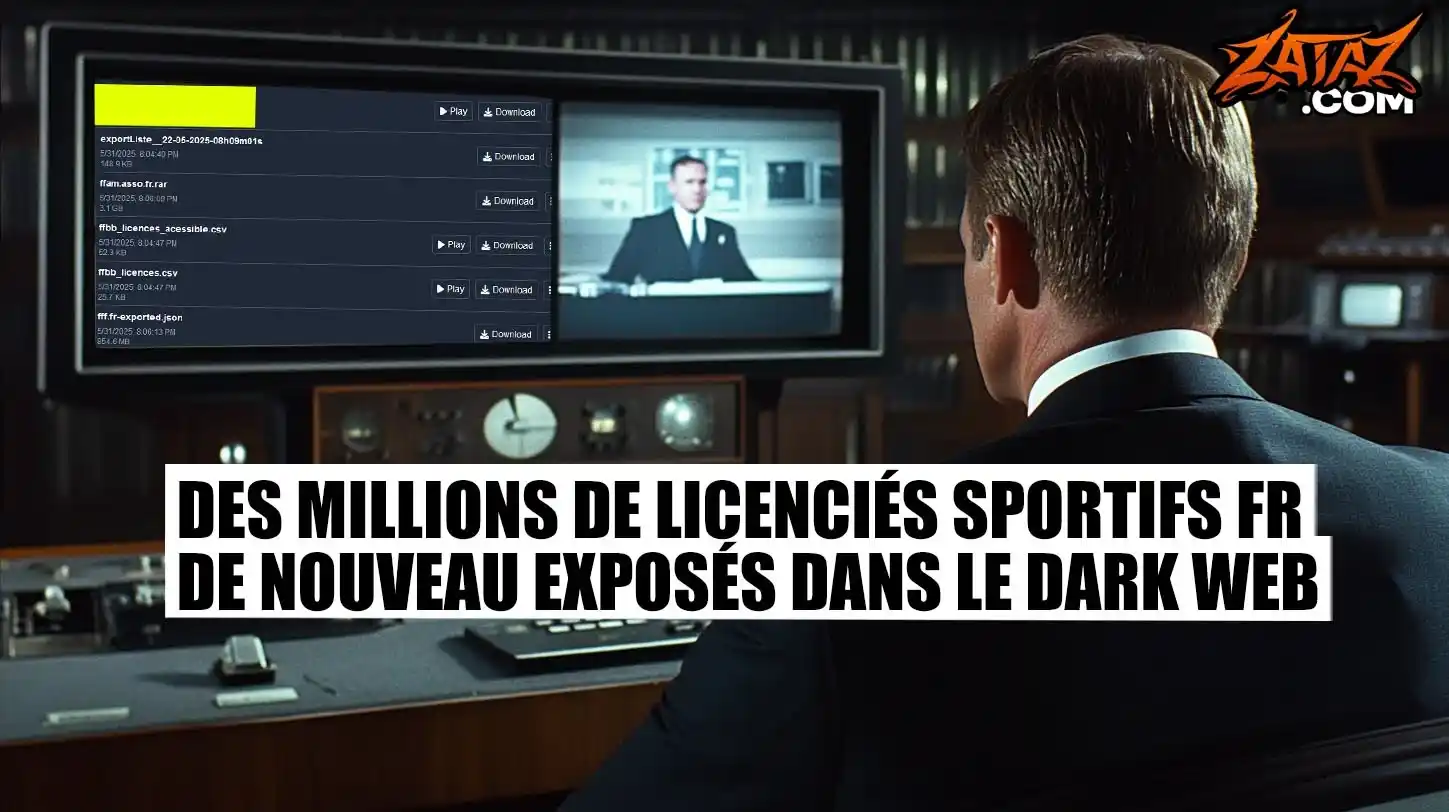 Image from ZATAZ.COM - S'INFORMER, C'EST DÉJÀ SE CYBERSÉCURISER: 🏅 Données de millions de licenciés sportifs 🇫🇷 exposées sur le dark...