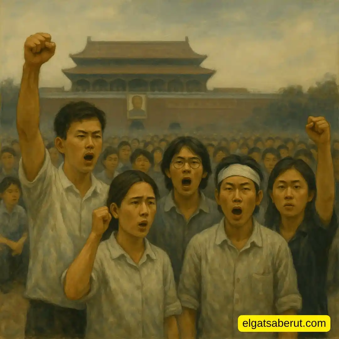 Image from Gat Saberut: Durant la primavera de 1989, milers d’estudiants i ciutadans es van re...