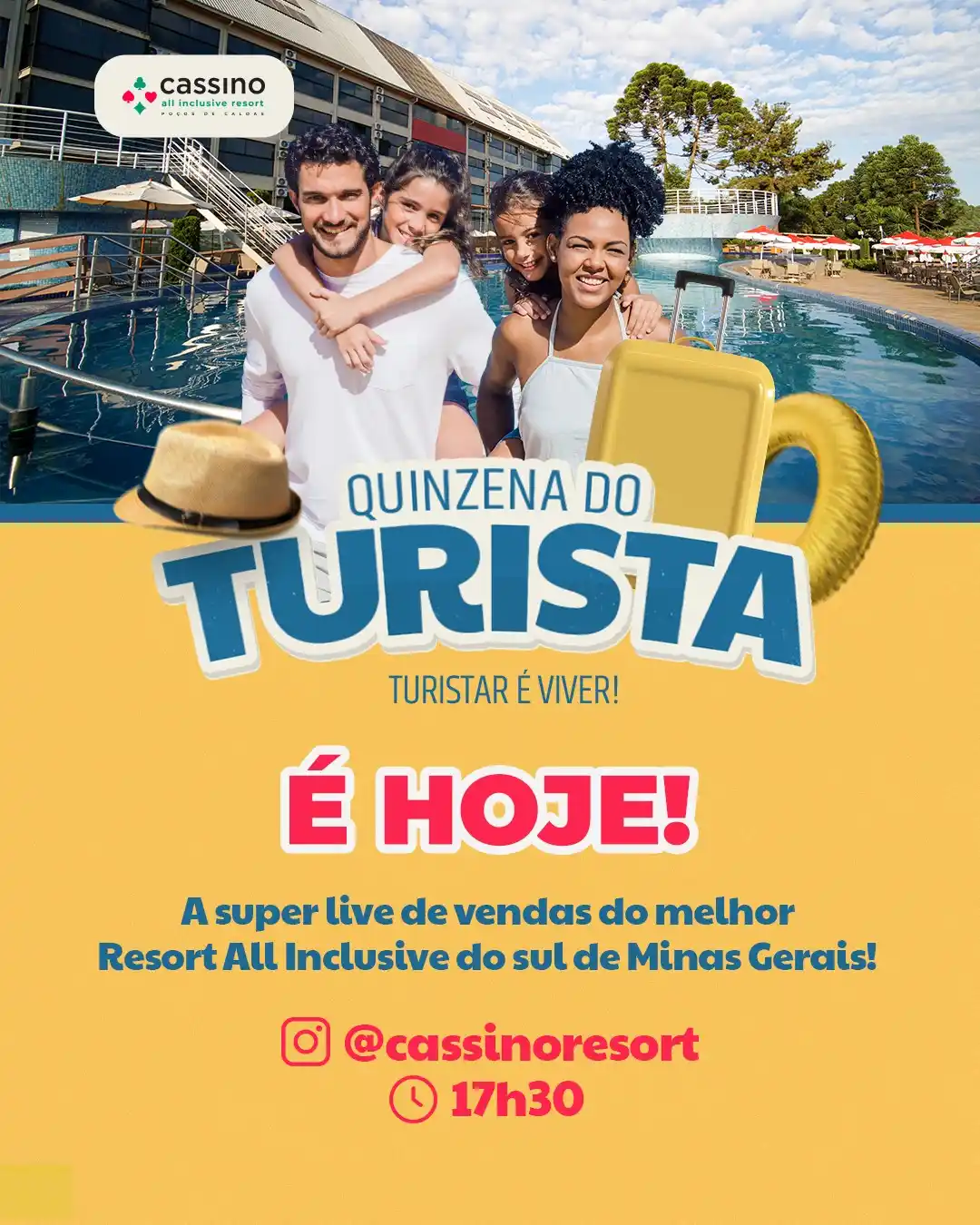 Image from Cassino All Inclusive Resort: 🚨 É HOJE! A Super Live da Quinzena do Turista tá chegando! 🚨 Dia 12...