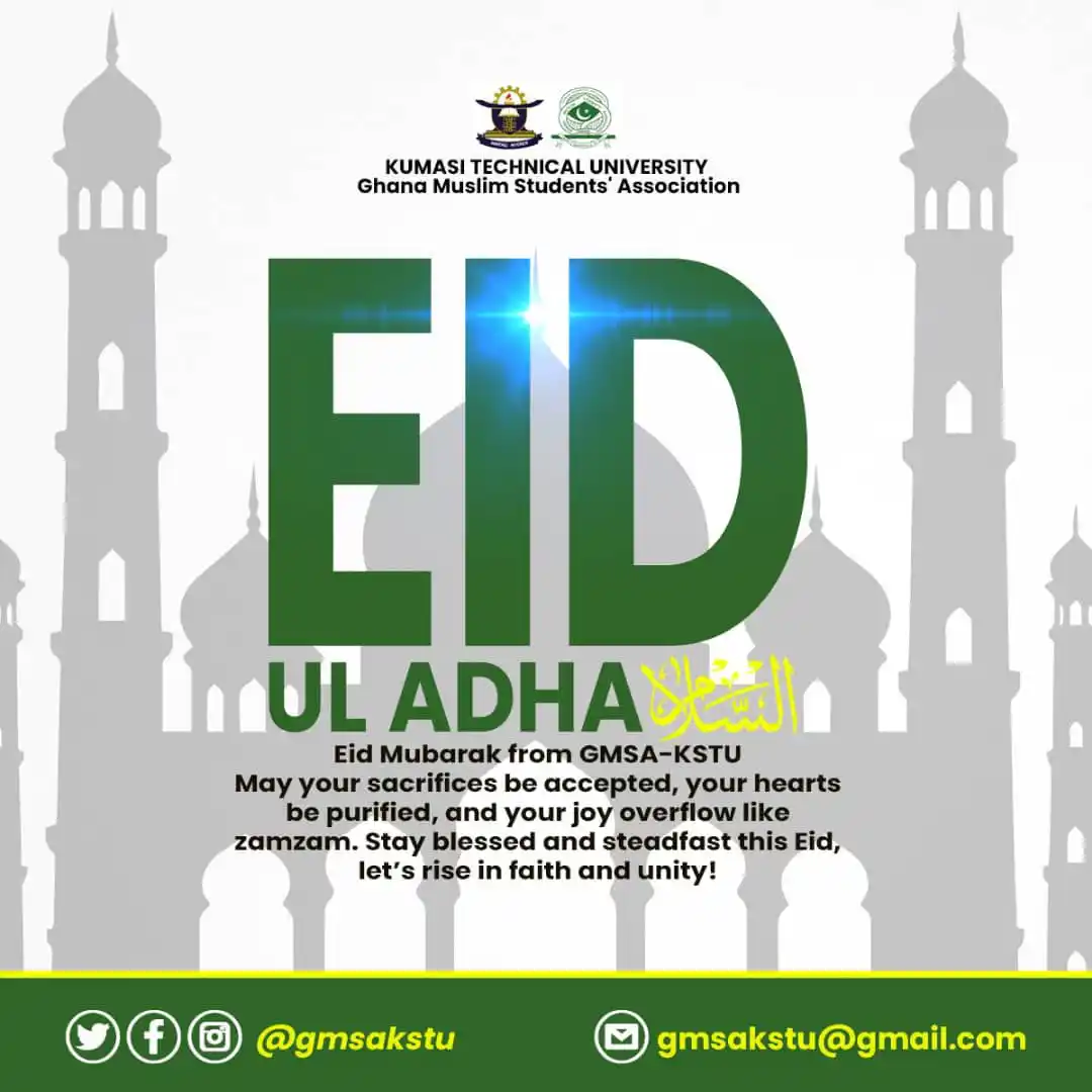 Image from AYOLOMEDIA🗞️: *🌙✨ Eid Mubarak from GMSA-KSTU 🕌🐑* May your sacrifices be accepted ...