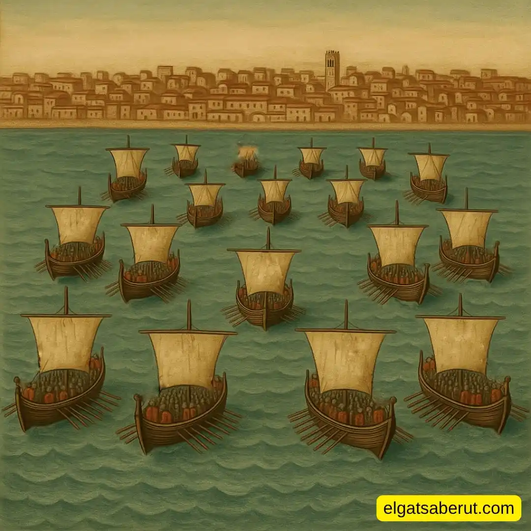 Image from Gat Saberut: El 9 de juny de 1359, una flota castellanogenovesa de 30 galeres més n...