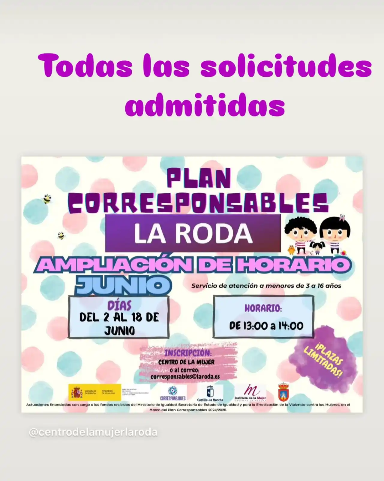 Image from Ayuntamiento de La Roda: 📌 El Centro de la Mujer de La Roda informa Todas las solicitudes pre...