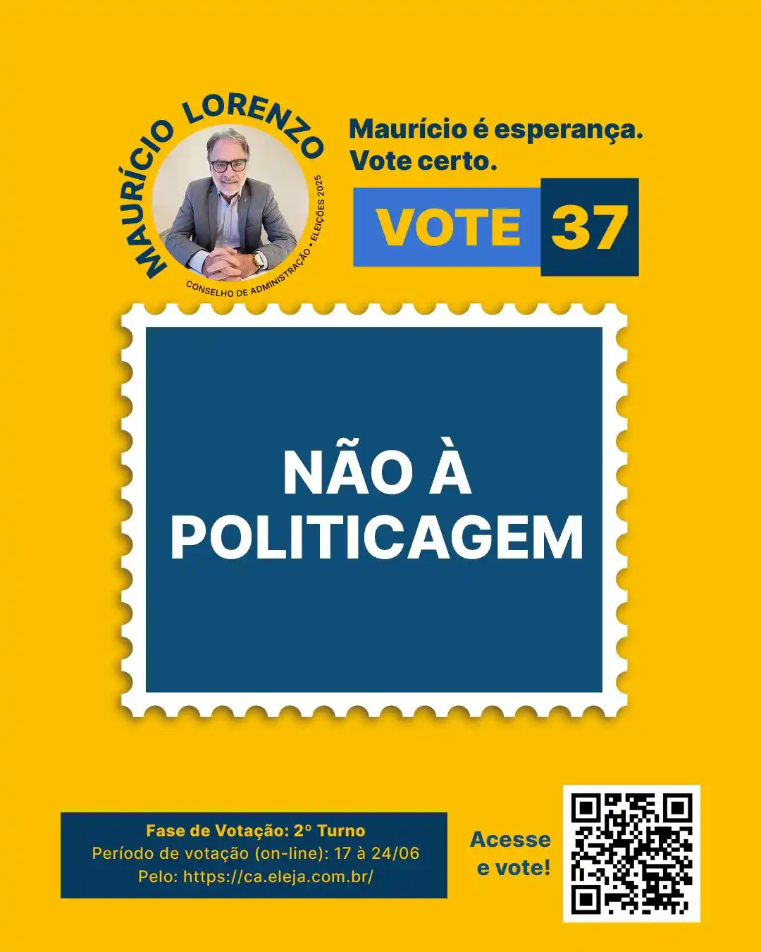 Image from ADCAP: ✅ *Eleições para o CA - 2º Turno* "A trajetória de Maurício Lorenzo n...