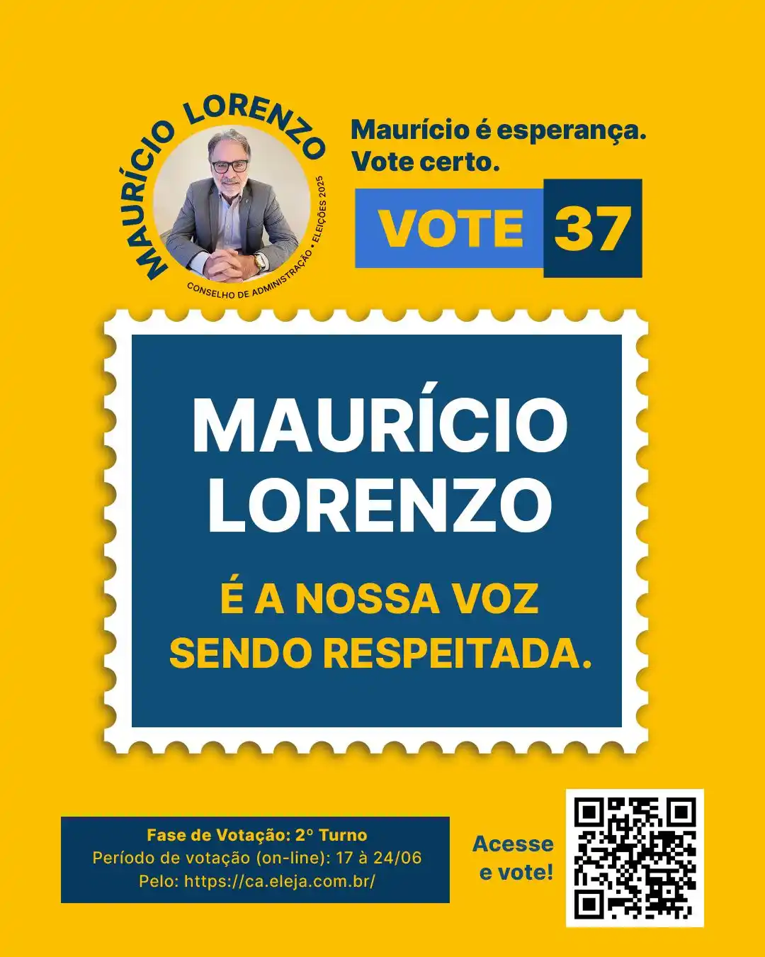 Image from ADCAP: ✅ *Eleições para o CA - 2º Turno* "Maurício é a representação daquele...