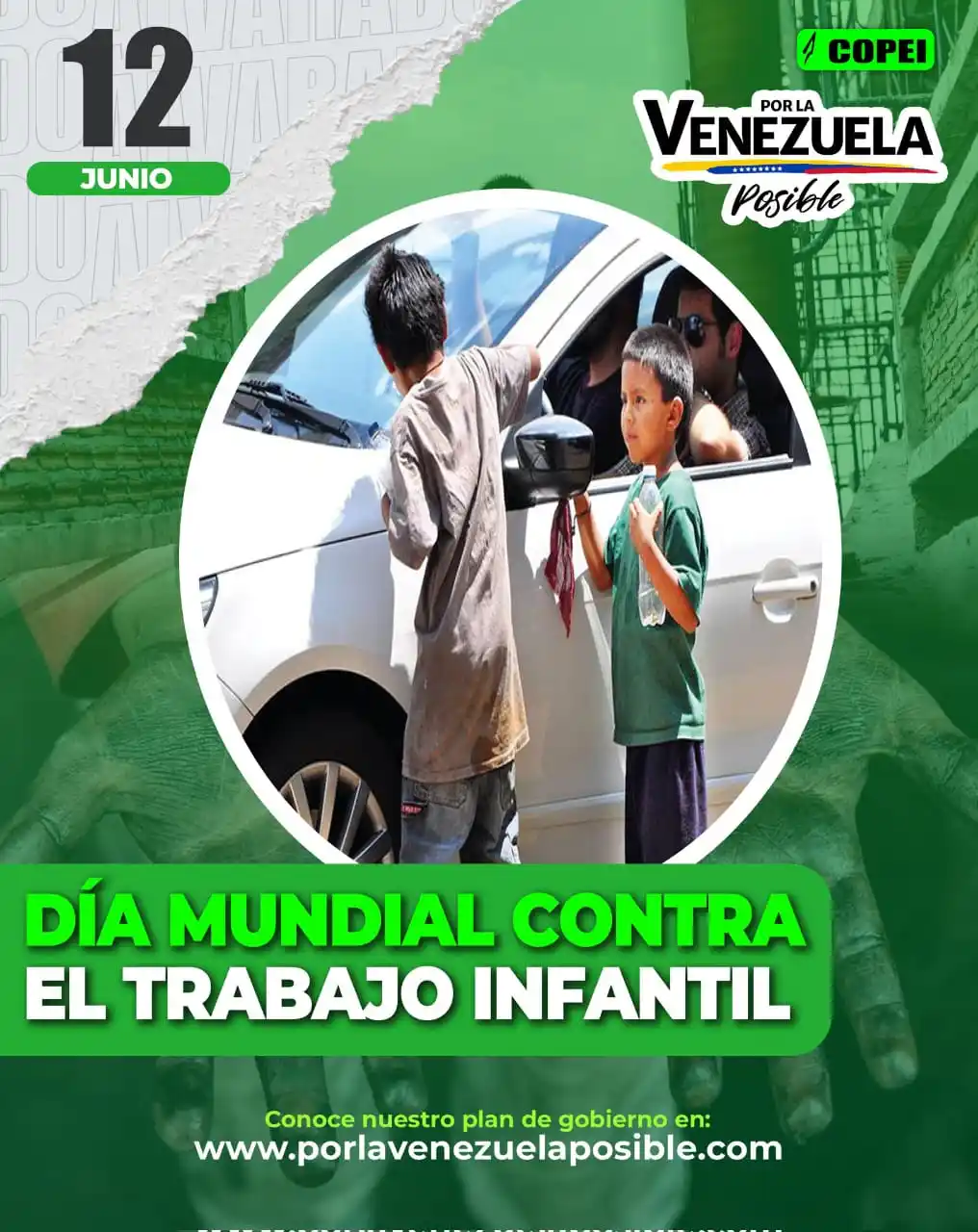 Image from Partido COPEI: En el ๐๐ถโ๐ฎ ๐ ๐๐ป๐ฑ๐ถ๐ฎ๐น ๐ฐ๐ผ๐ป๐๐ฟ๐ฎ ๐ฒ๐น ๐ง๐ฟ๐ฎ๐ฏ๐ฎ๐ท๐ผ ๐๐ป๐ณ๐ฎ...