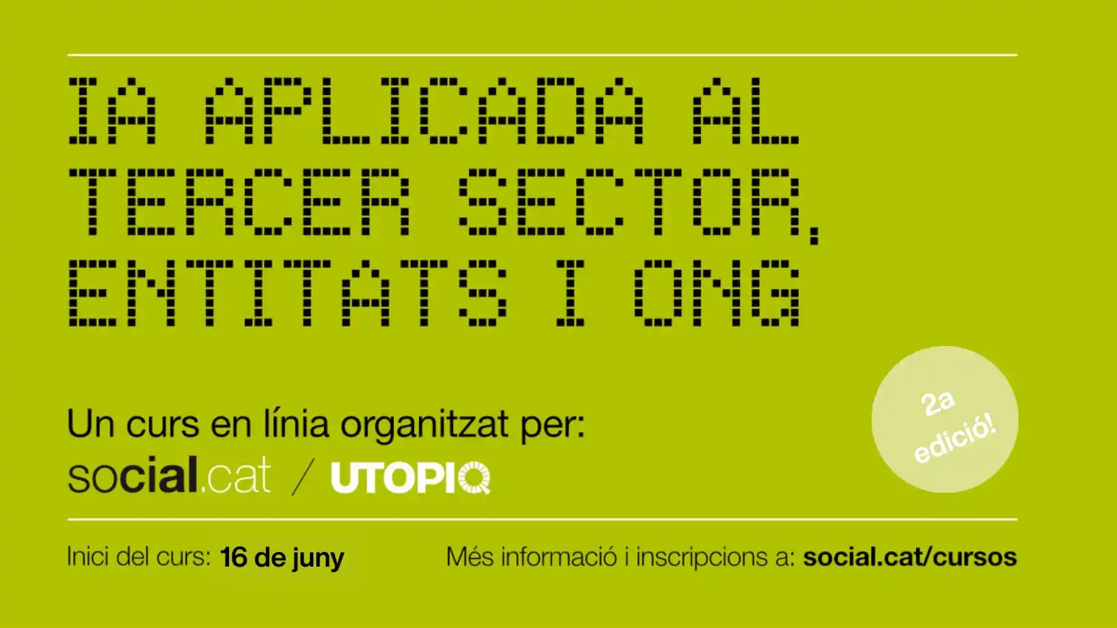Image from Social.cat: ⏳Encara no us heu inscrit al curs d'IA aplicada al tercer sector? No h...